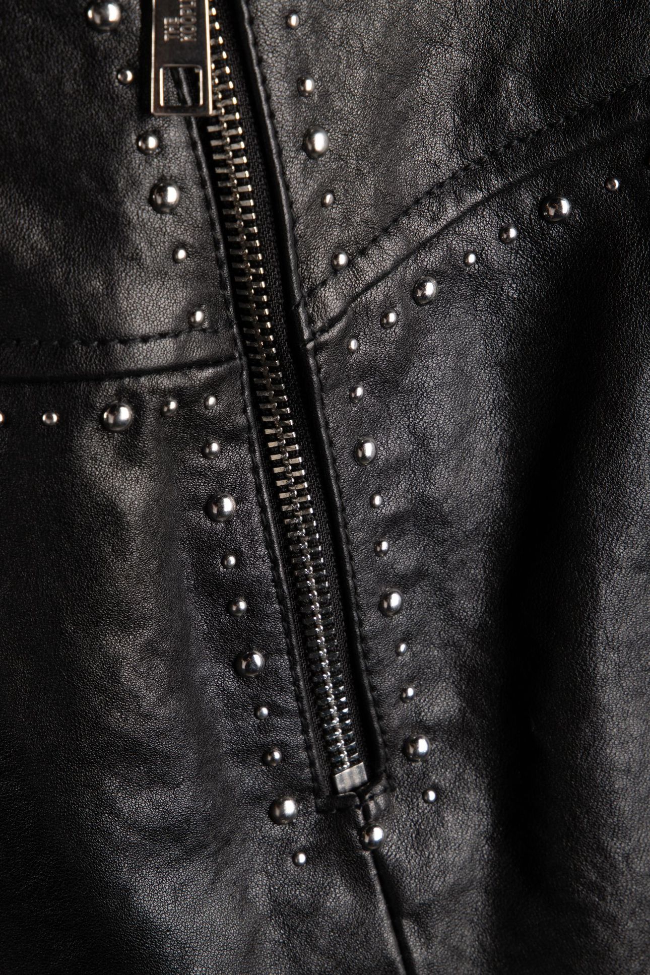 SHORT LEATHER SKIRT WITH STUDDED DETAILS BLACK 4