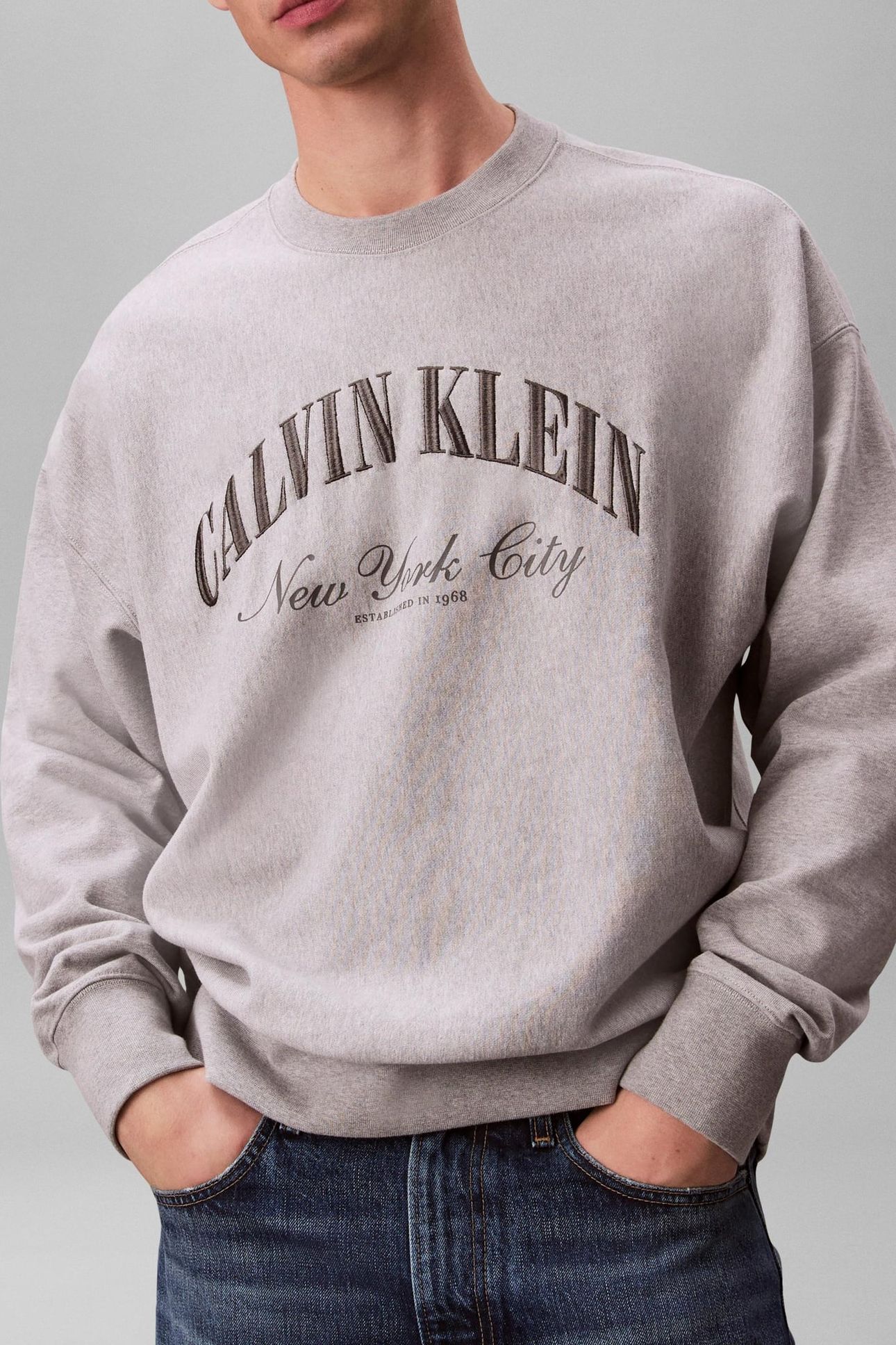 LONG SLEEVE PREMIUM TERRY CALVIN LOGO HEROIC GREY HTR 2