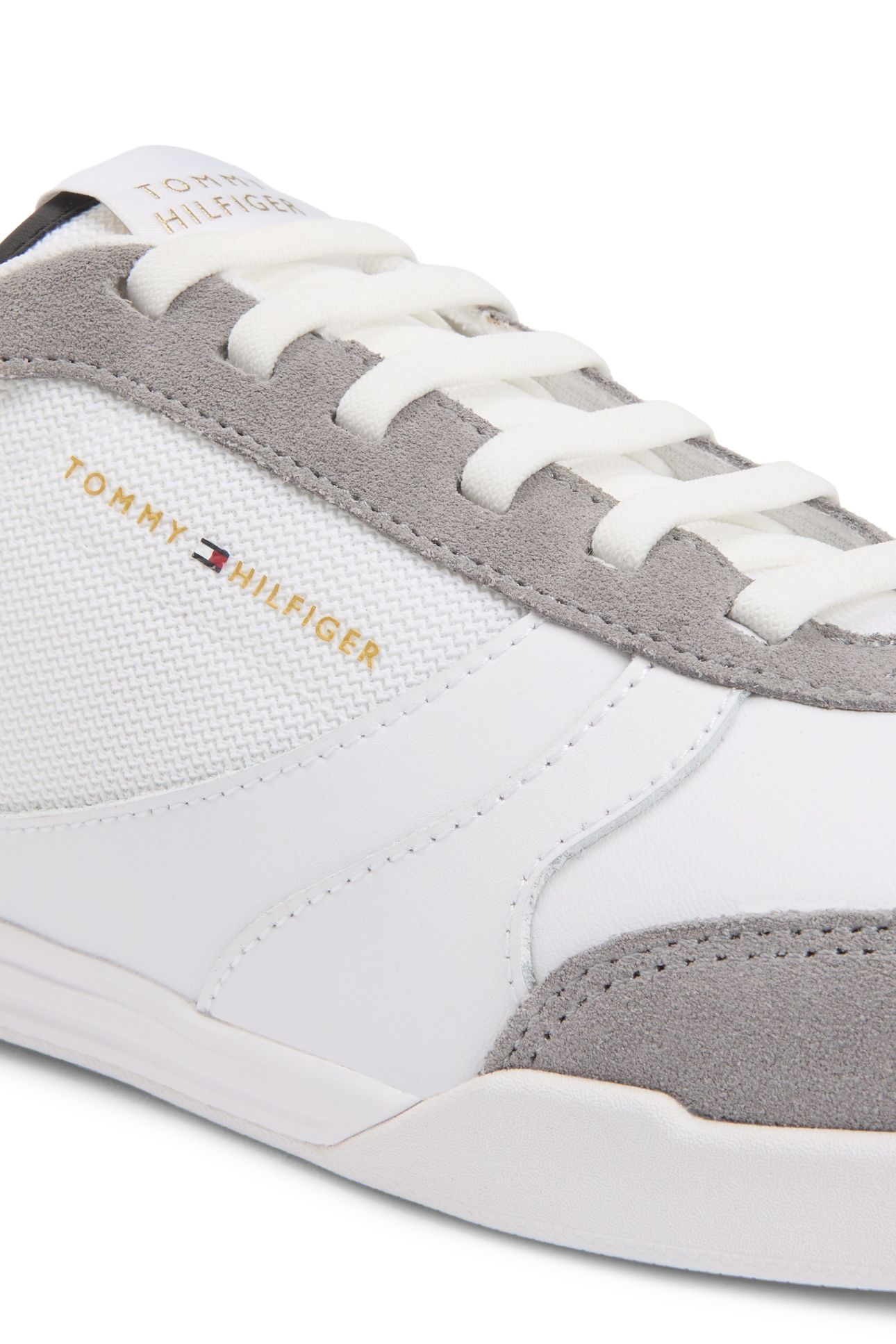 MIXED TEXTURE CUPSOLE TRAINERS WILEATHER WHITE 6