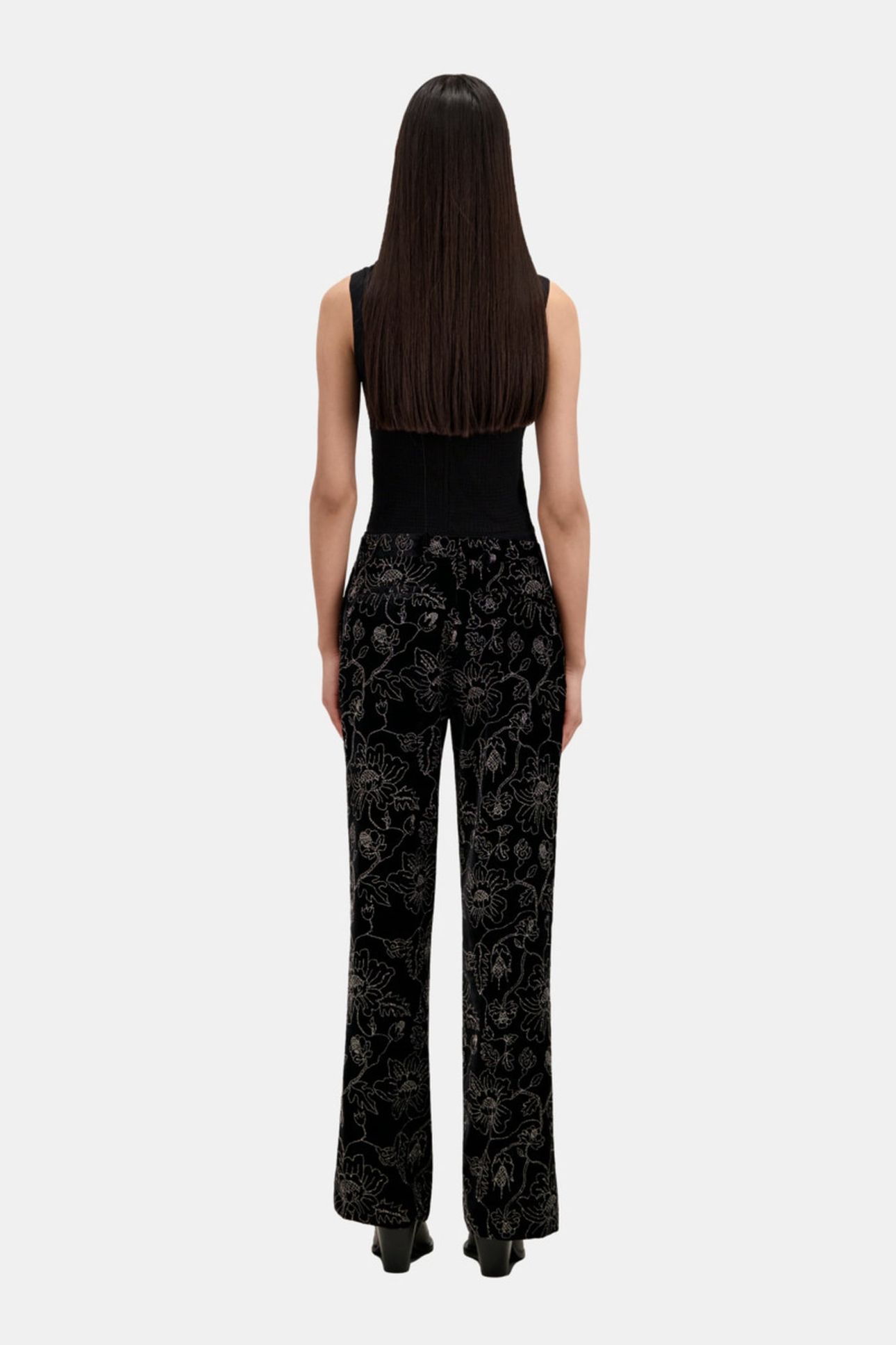 HIGH-WAIST VELVET SUIT TROUSERS WITH GLITTER BLACK 3