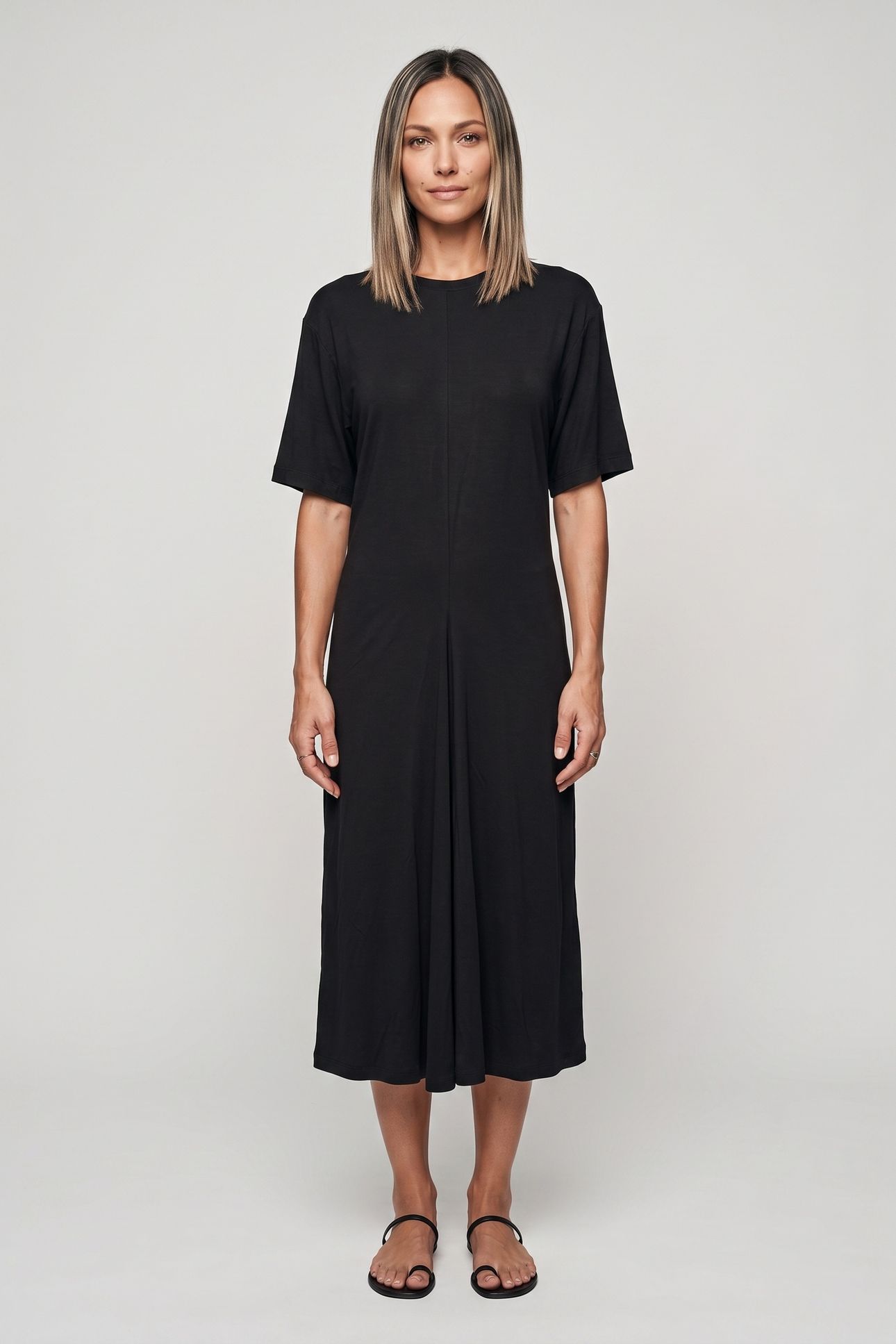 VIENTO VISCOSE CREPE DRESS BLACK 1