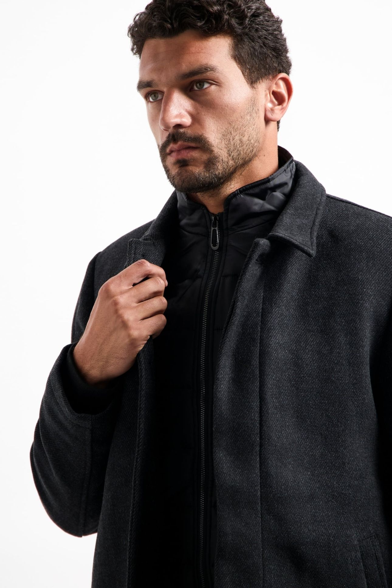 JACKET MID LONG FIT DETACHABLE FRONT WITH WOOL ANTRA MELANGE 7