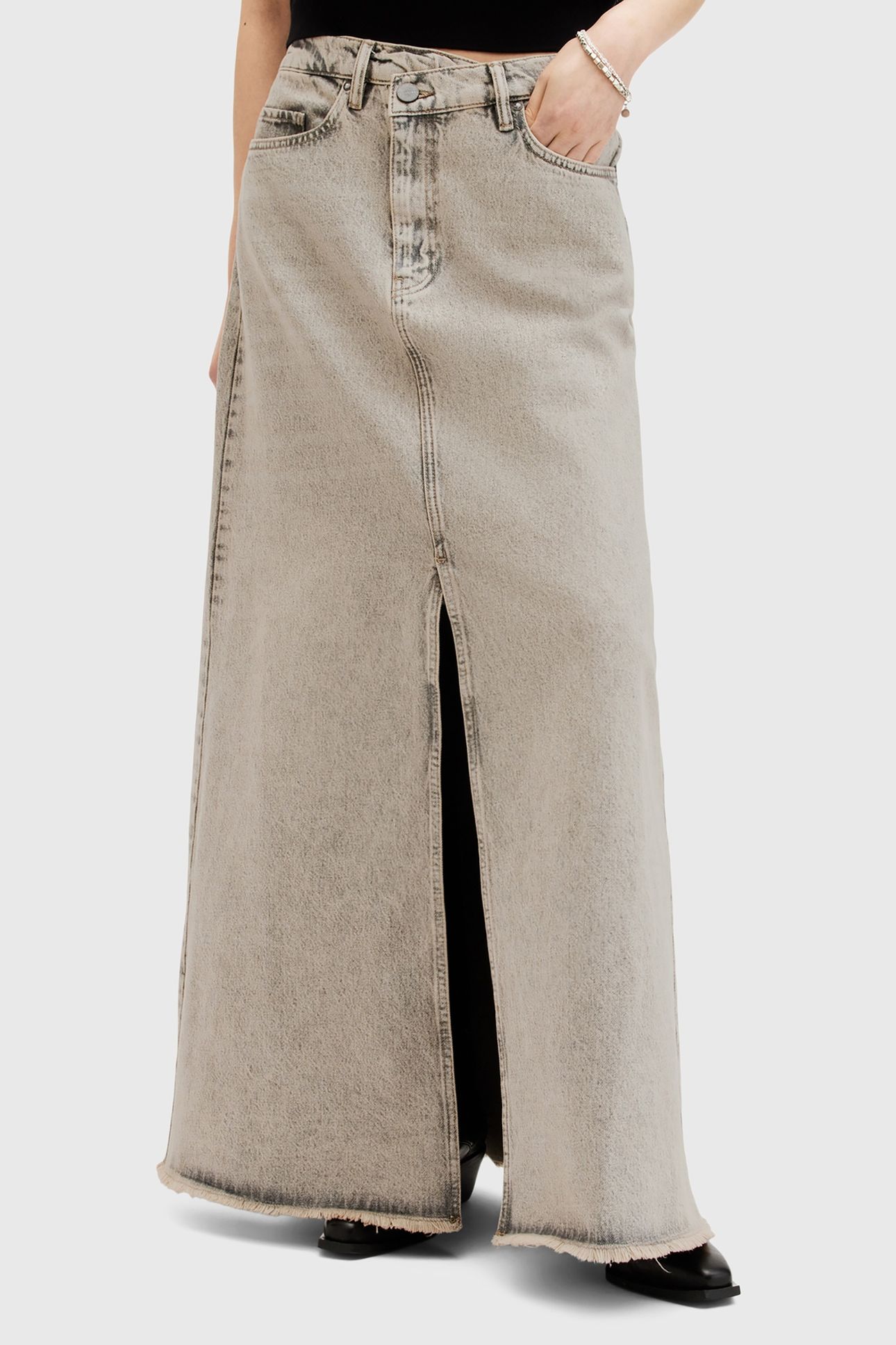 NOIR MAXI SKIRT SAND GREY 3