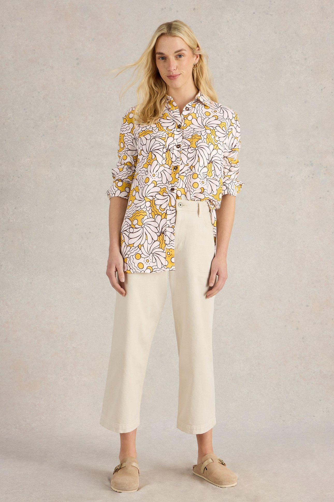 LYDIA LINEN SHIRT YELLOW PRINT 2