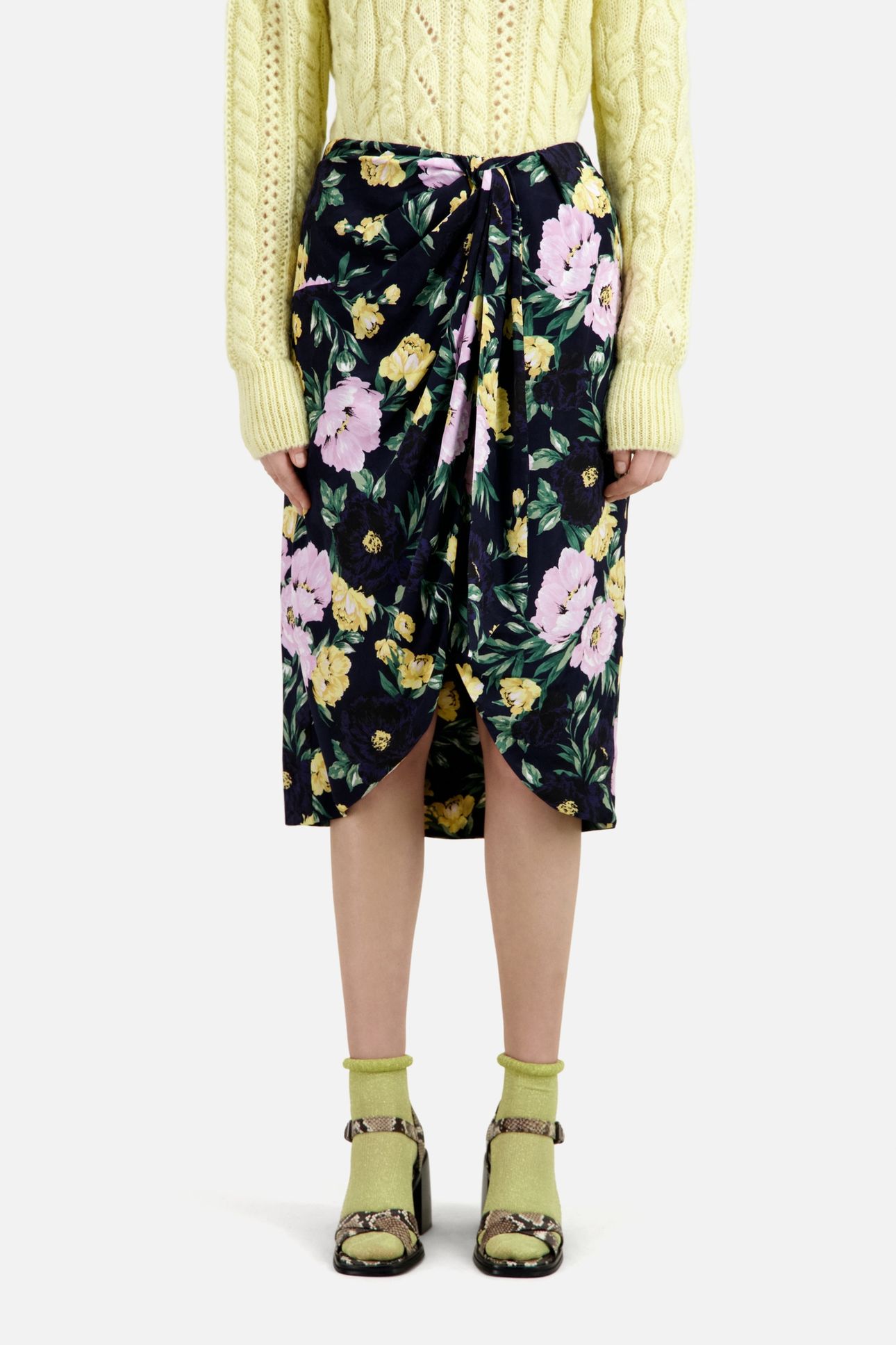 TIED MIDI SKIRT LIGHTPINK/DARKNAVY 3