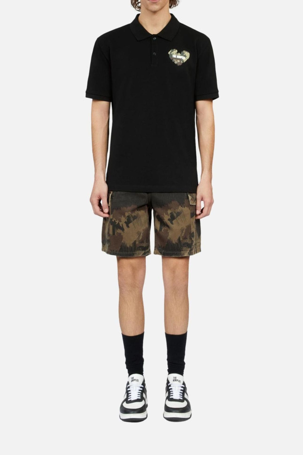 POLO WITH CAMO HEART PRINT BLACK 1