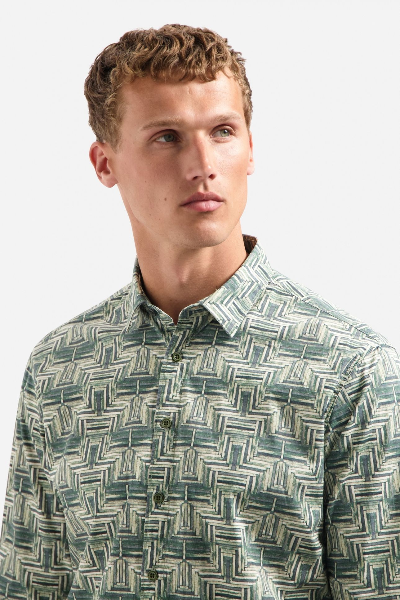 SHIRT STRETCH ALLOVER PRINTED DARK GREEN 7