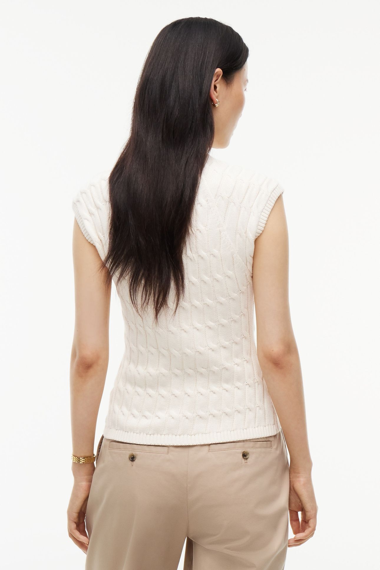 MID CABLE VEST CARDIGAN IVORY PETAL 2