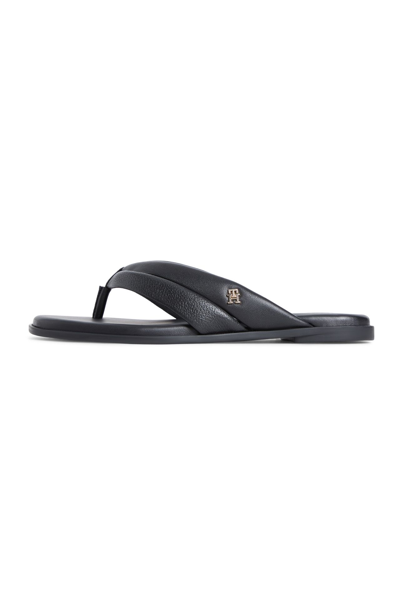 ELEVATED TOE POST FLAT SANDALS BLACK 4