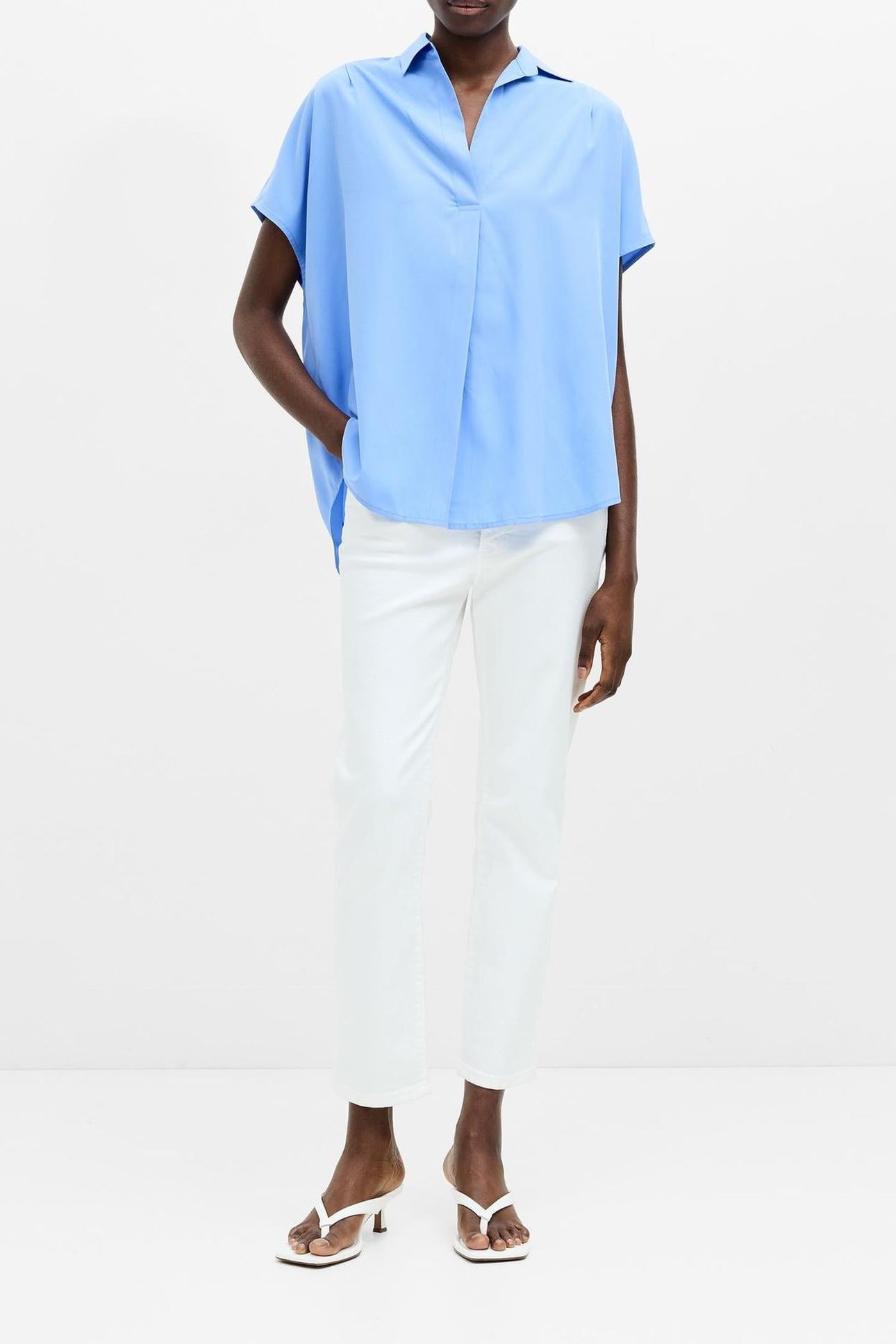 CREPE LIGHT SLEEVELESS POPOVER CORNFLOWER BLUE 3