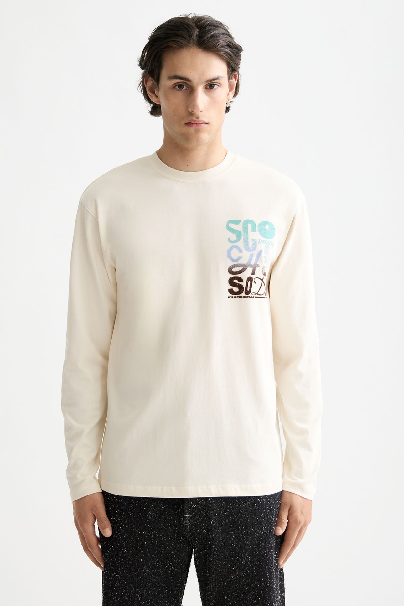 RELAXED FIT ARTWORK T-SHIRT LS EGGNOG 1