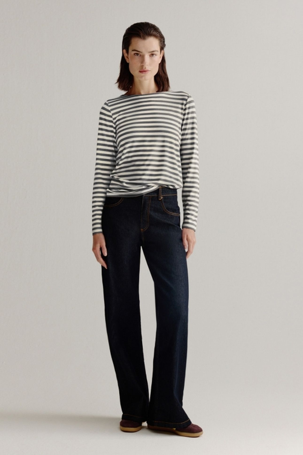 ALINE T-SHIRT STRIPE STEEL GREY 2