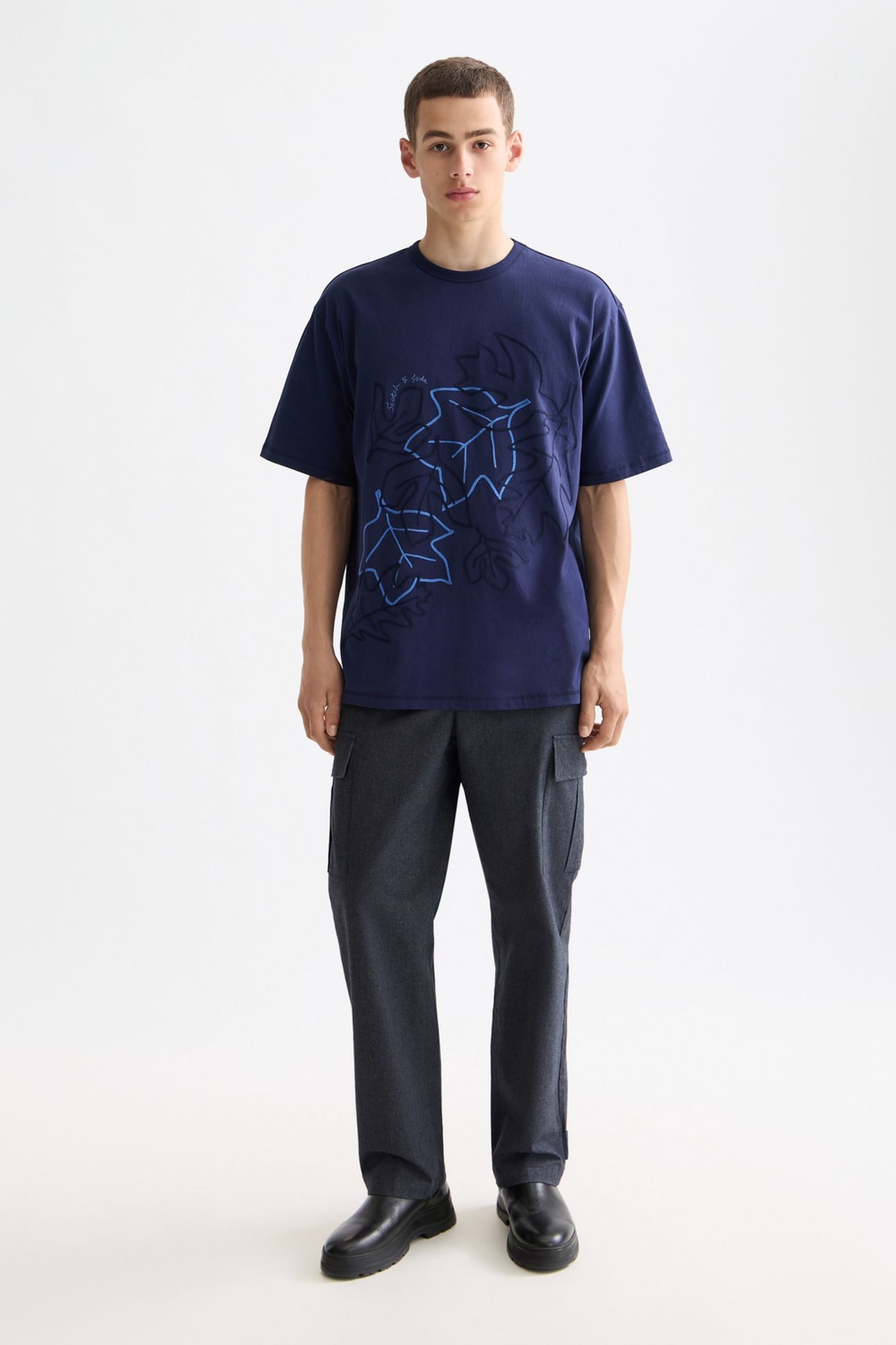 MELANGE COTTON-BLEND RELAXED STRAIGHT FIT CARGO GREY MELANGE 1