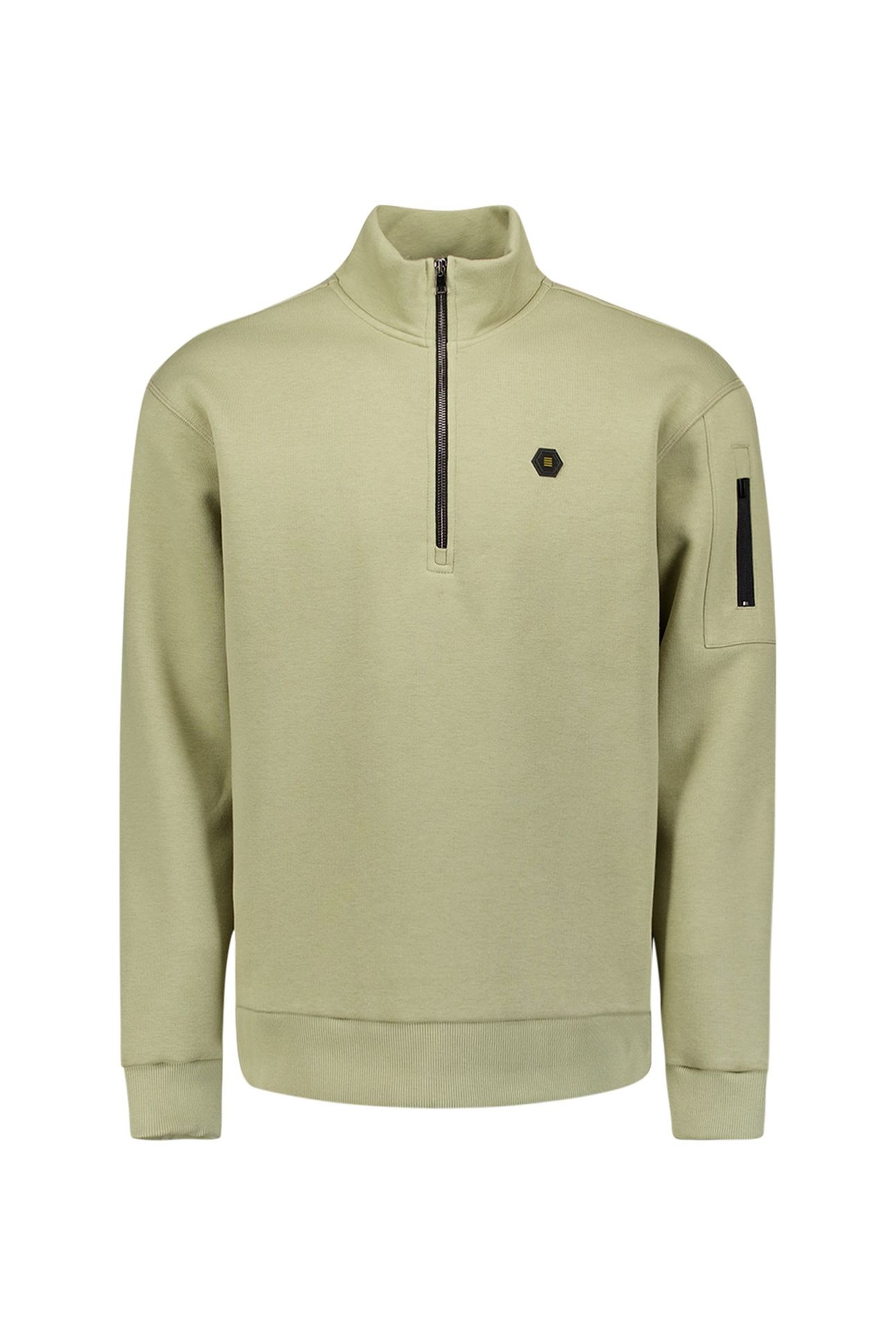 SWEATER HALF ZIP BRUSHED LIGHT MOSS 4