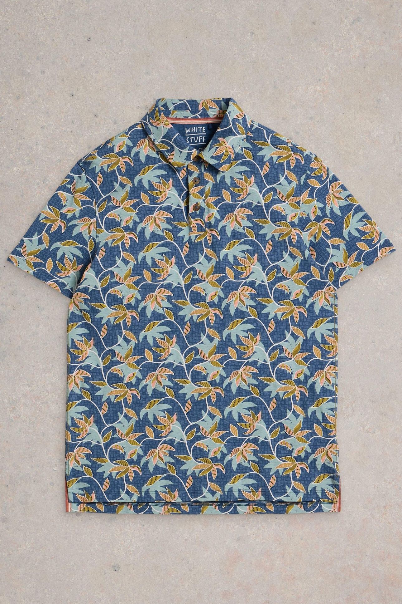 BAMBOO LEAVES PRINTED POLO BLUE PRINT 4