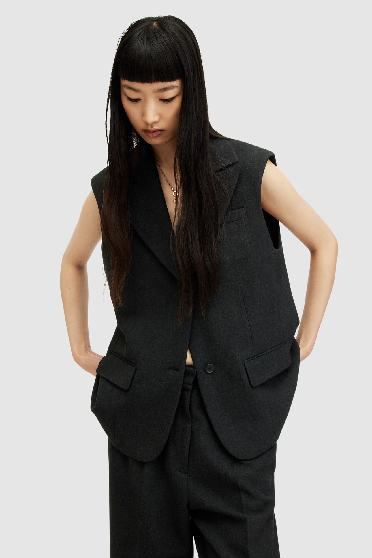 SAMMEY WAISTCOAT CHARCOAL GREY 2