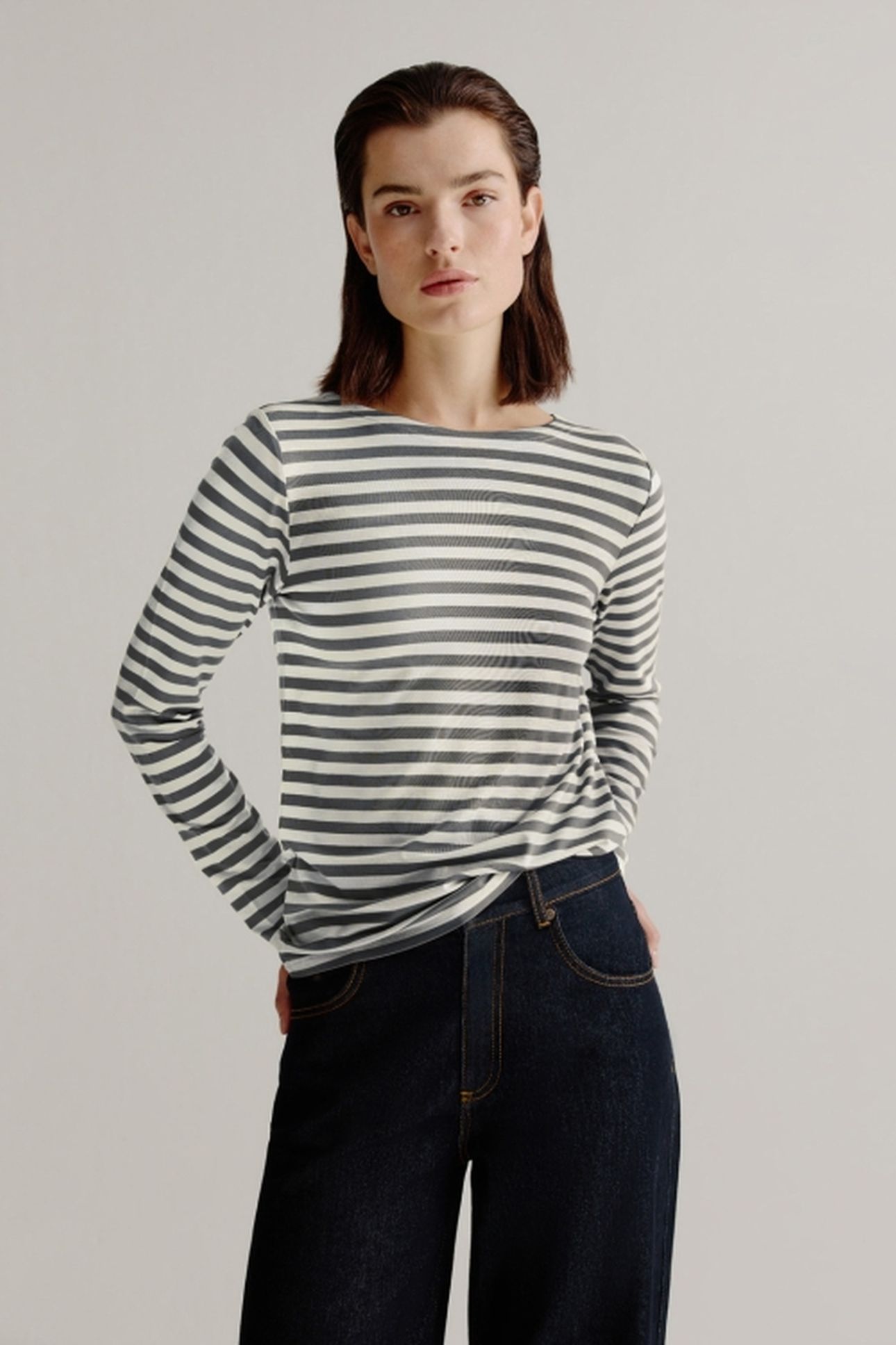 ALINE T-SHIRT STRIPE STEEL GREY 1