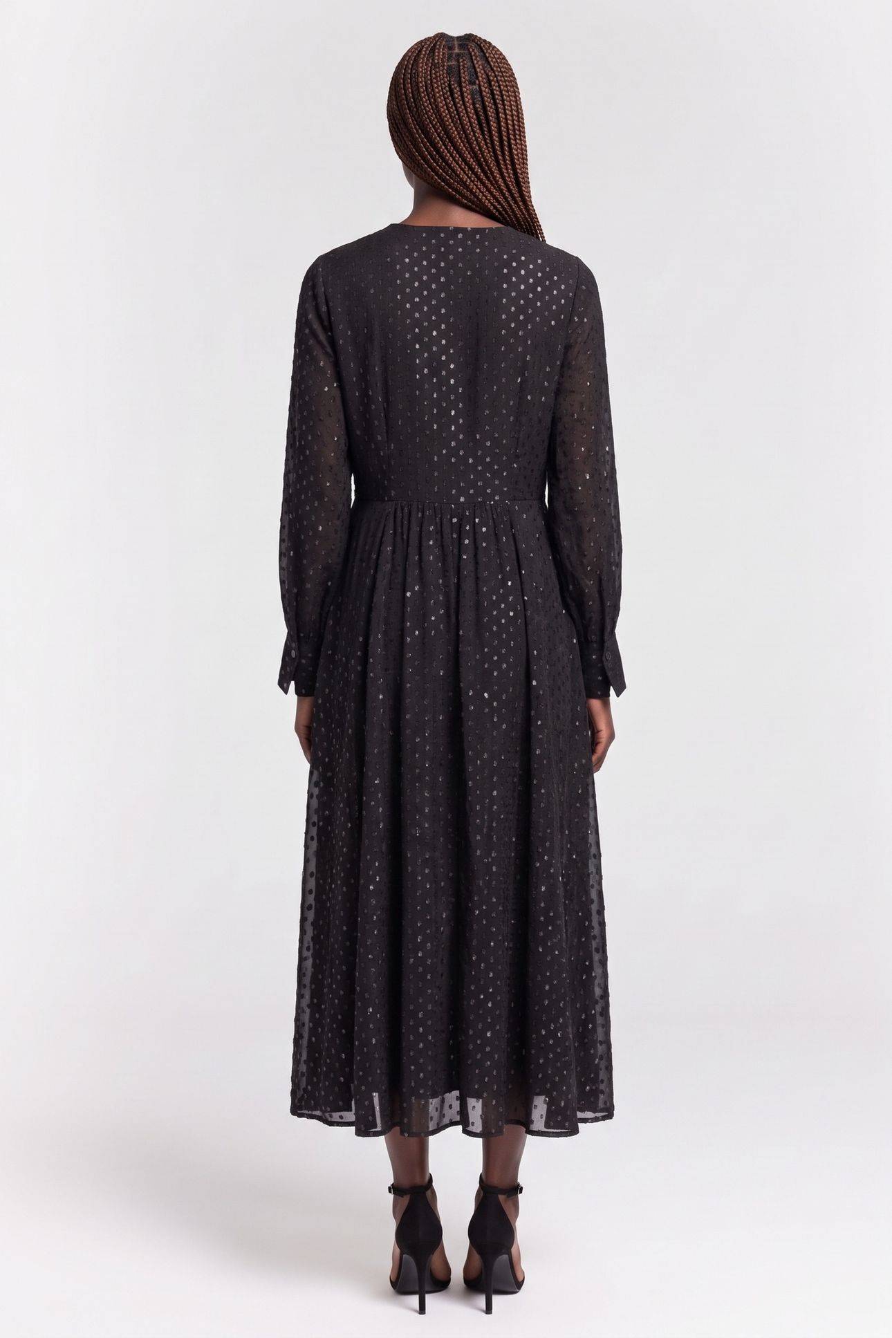 GILI FLOCK DOT DRESS BLACK 2
