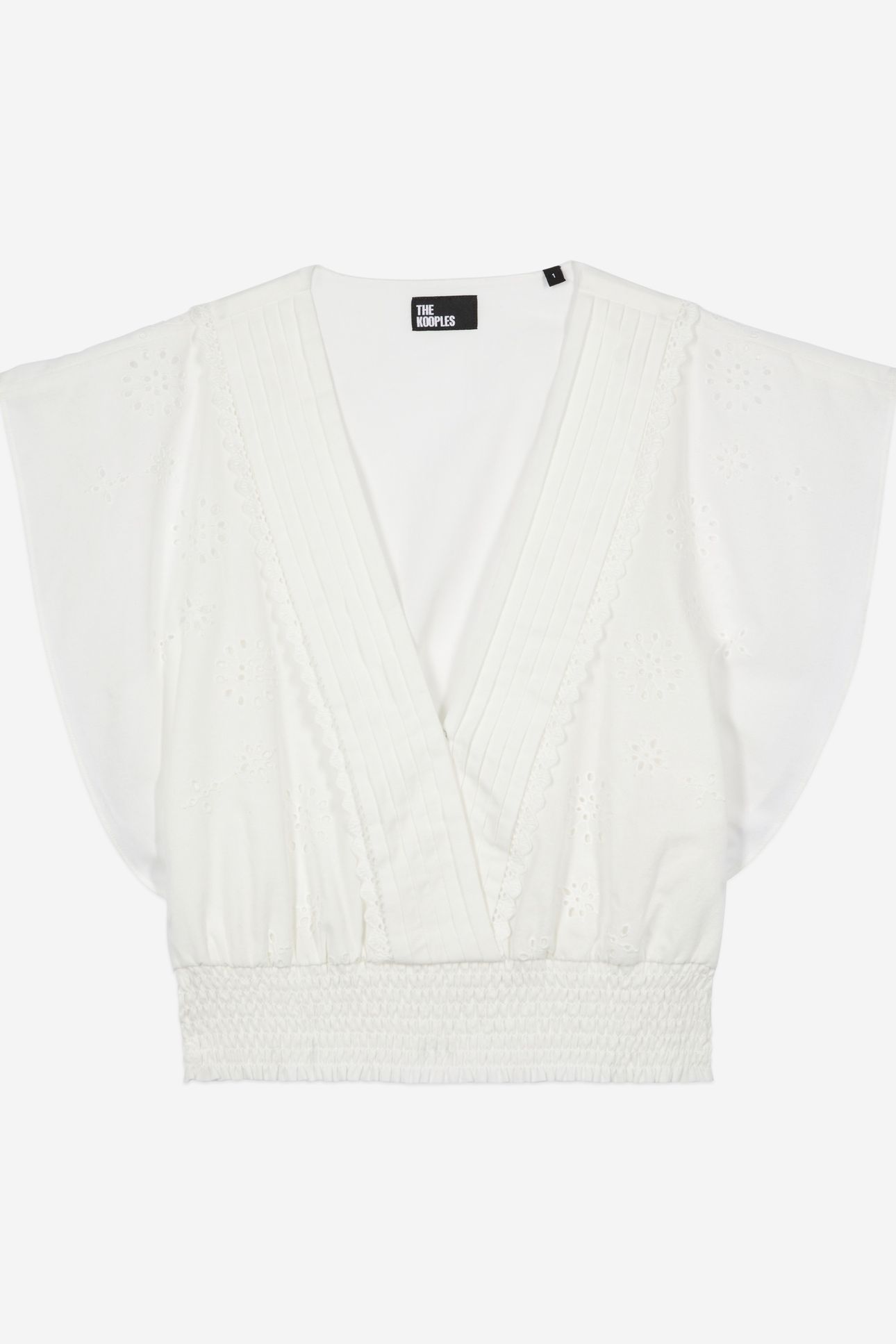 EMBROIDERED SMOCKED WAIST TOP WHITE 5
