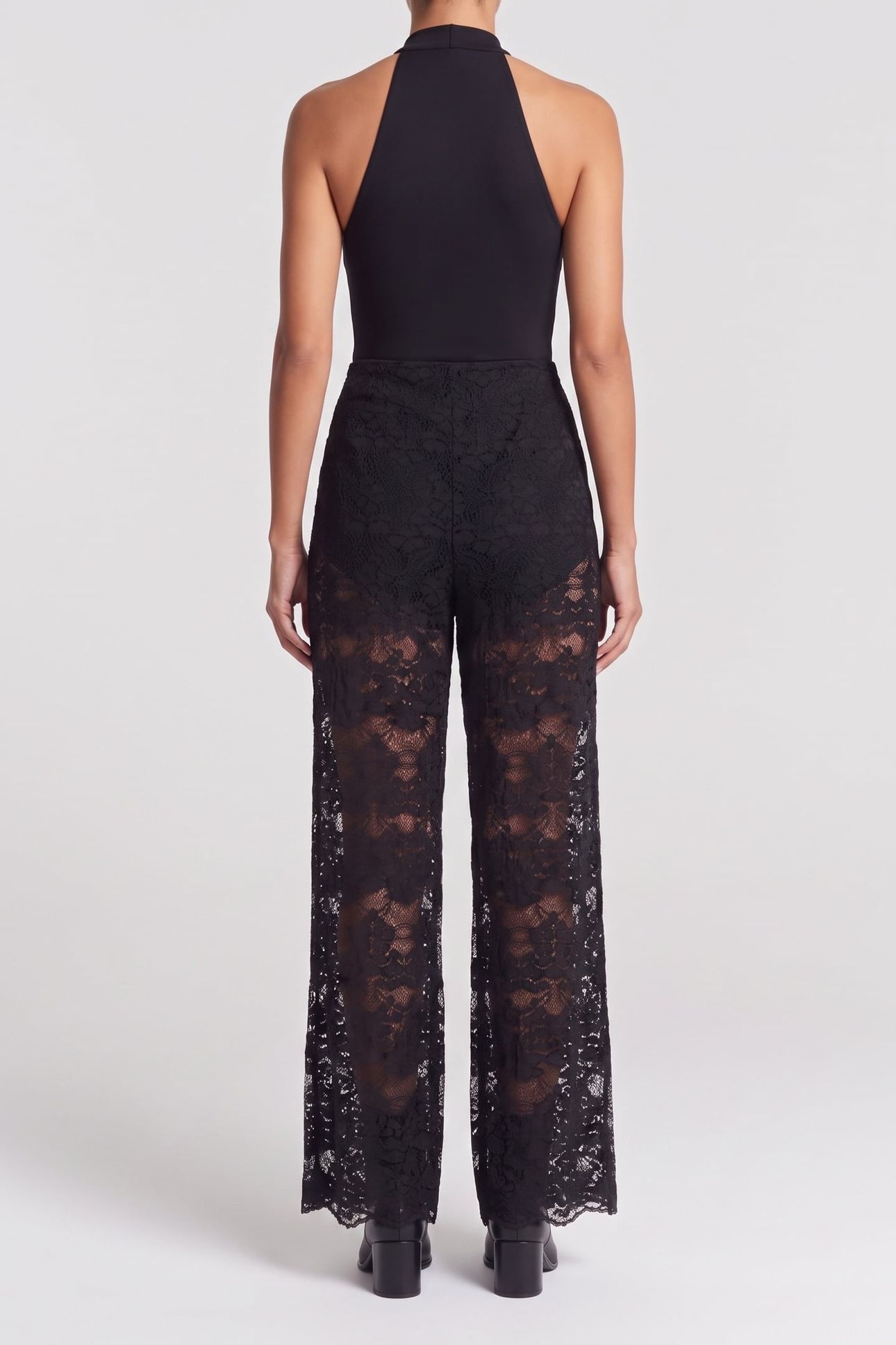 STRETCH LACE TROUSERS BLACK 2