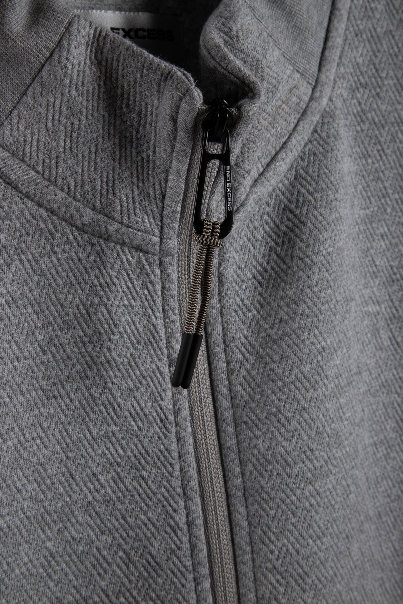SWEATER FULL ZIP STAND UP-COLLAR RELIEF GREY MELANGE 4