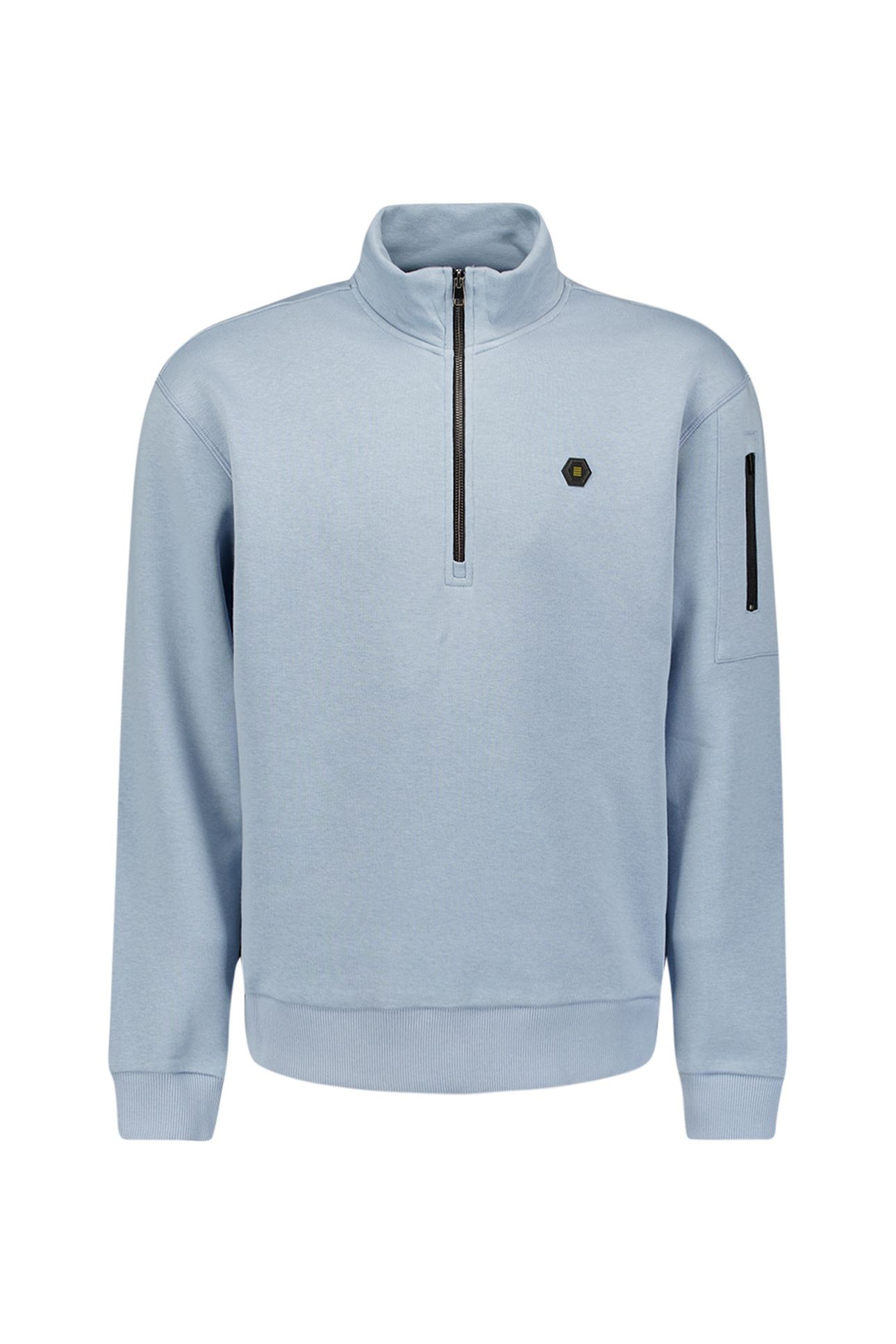 SWEATER HALF ZIP BRUSHED DUSTY BLUE 4