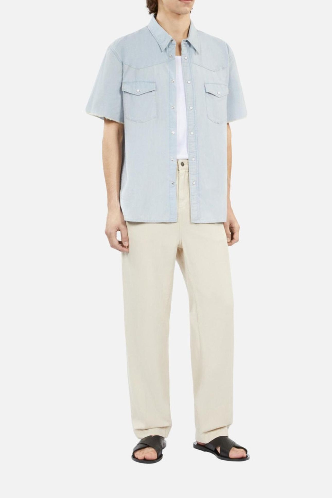 SHORT-SLEEVED DENIM SHIRT W WESTERN SNAP CLOSURE LIGHT BLUE 2