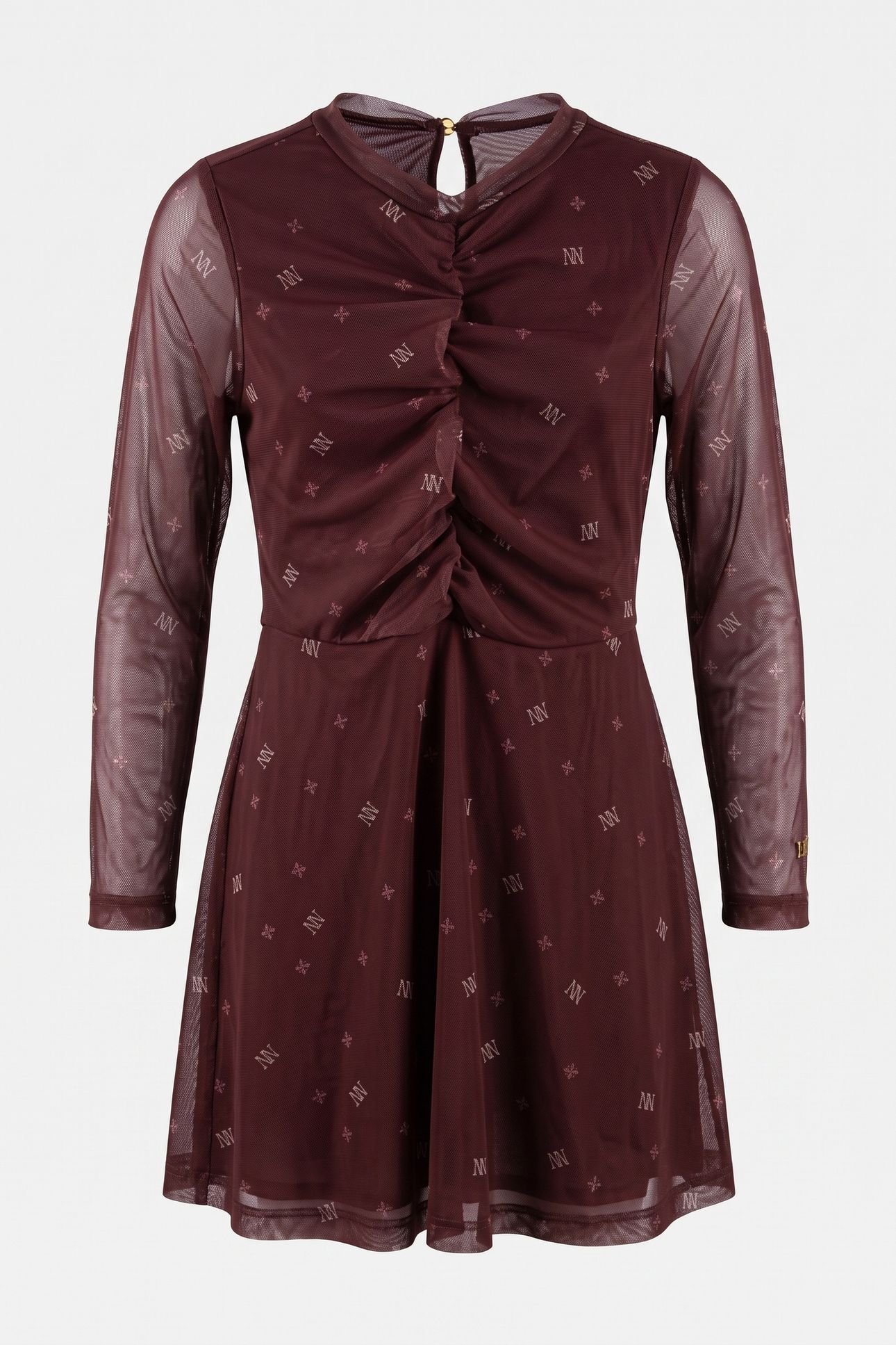 SPHAY MESH DRESS FLOWERFIELD BROWN 2
