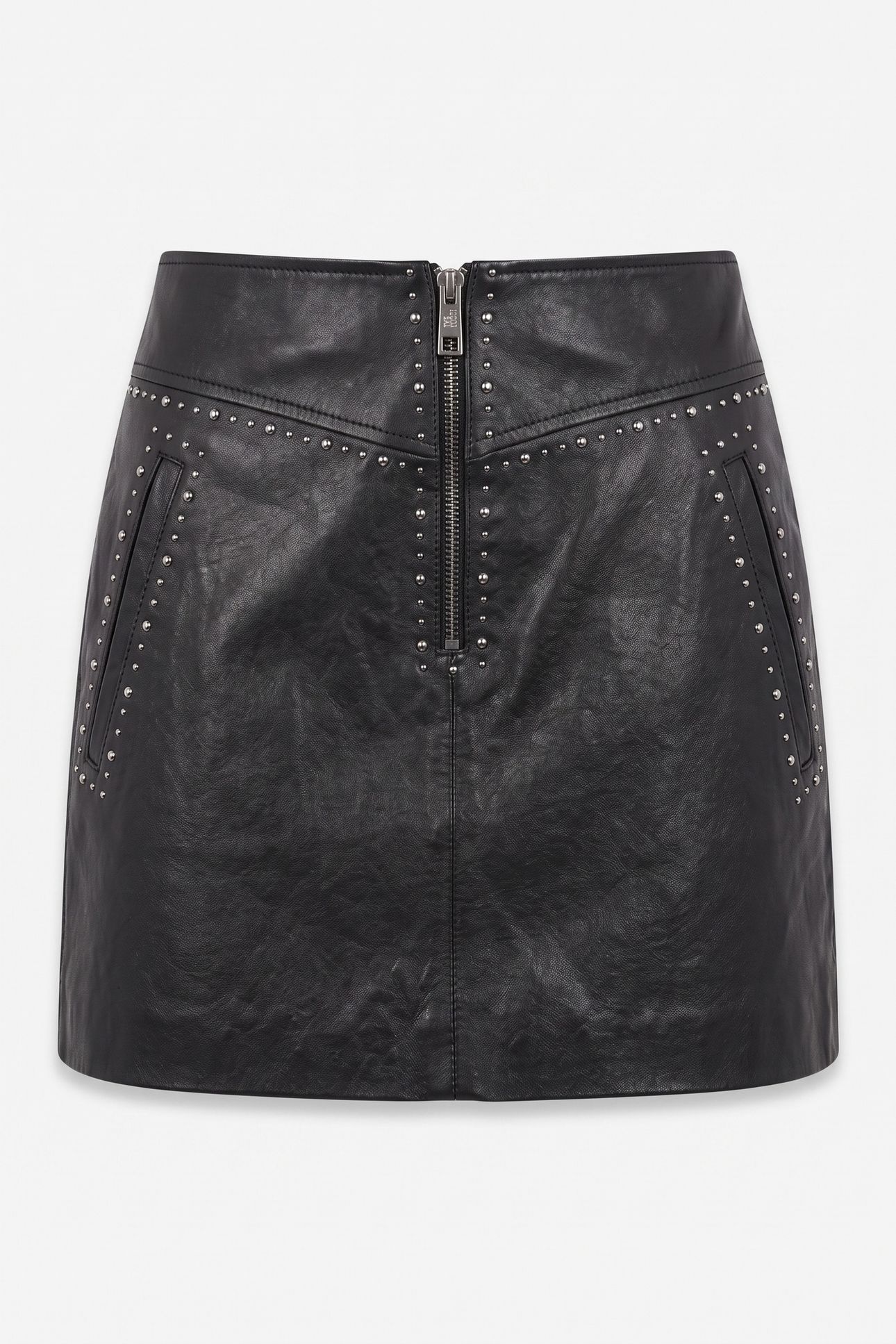 SHORT LEATHER SKIRT WITH STUDDED DETAILS BLACK 3