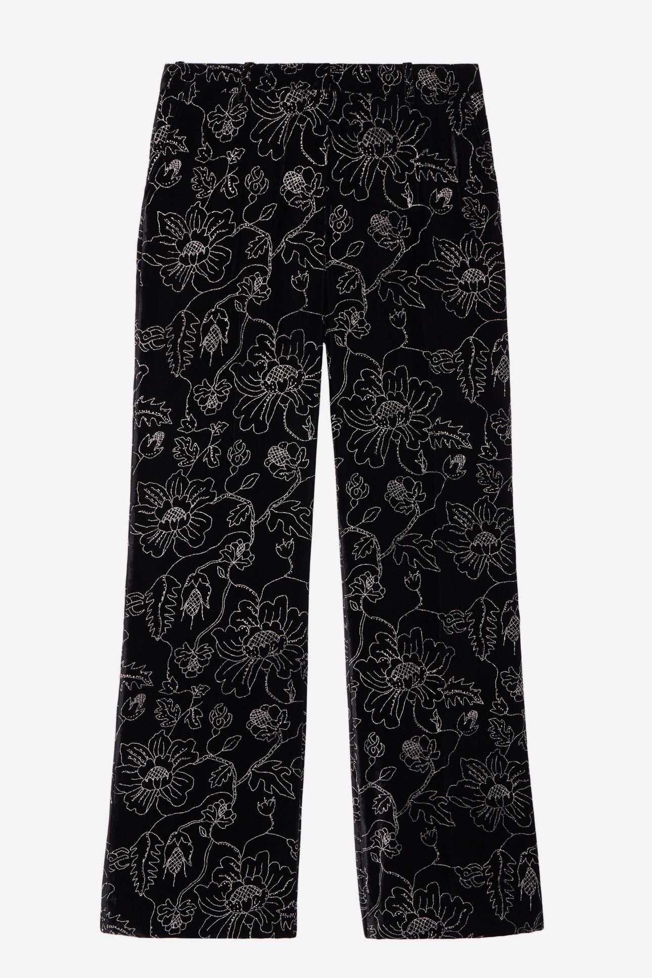 HIGH-WAIST VELVET SUIT TROUSERS WITH GLITTER BLACK 4