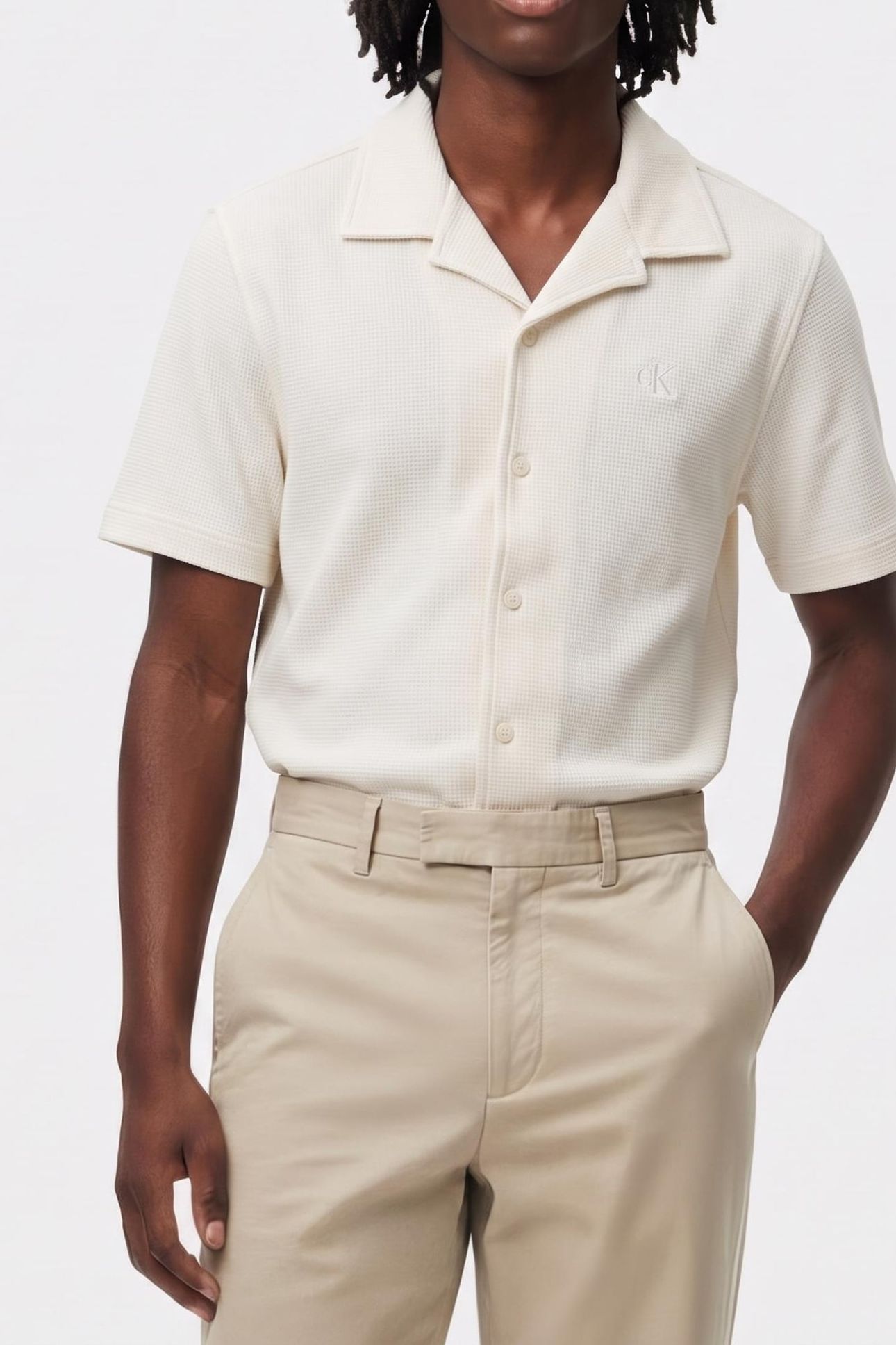 SS HD COTTON WAFFLE POLO TOFU 1
