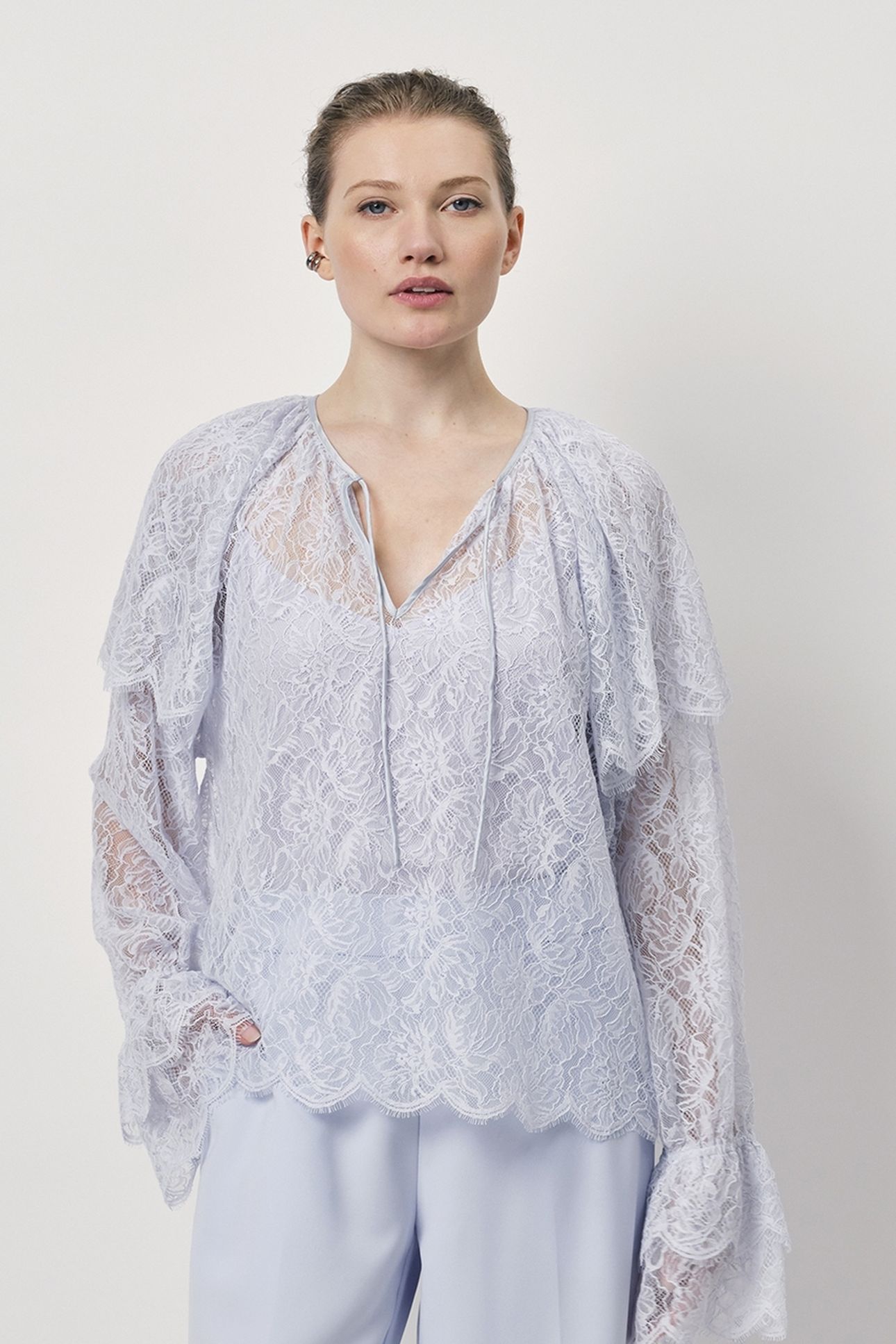 ZILAN BOHO DETAILED LACE TOP CRYSTAL BLUE 2