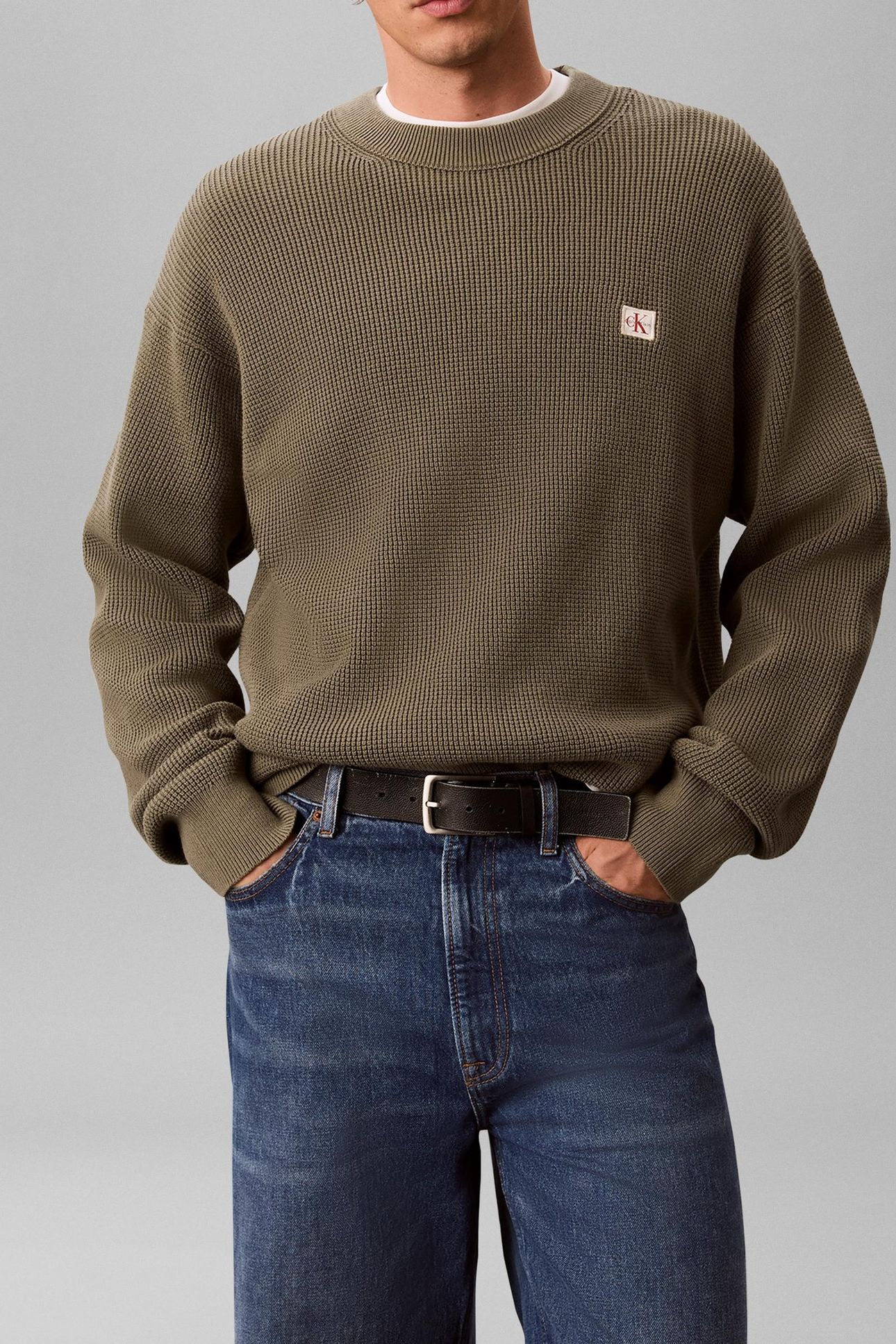 LONG SLEEVE EASY COTTON WAFFLE DUSTY OLIVE 1
