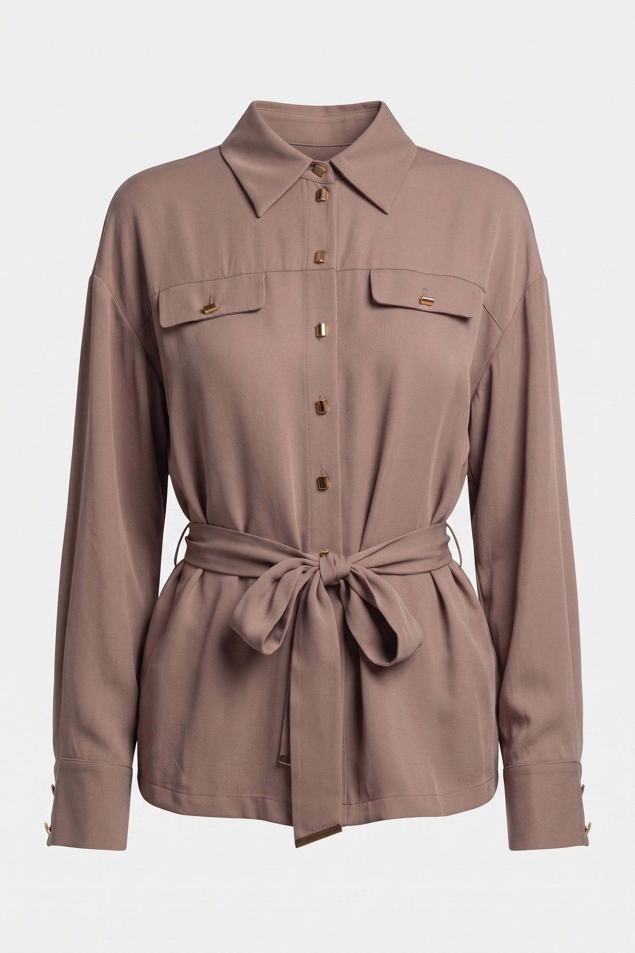 ANITA BELTED SHIRT BUFF TAUPE 3