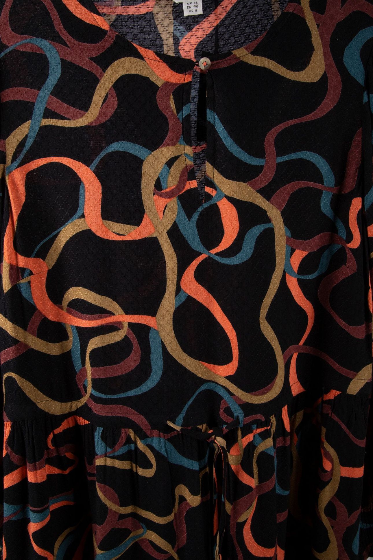 ANGIE MIDI DRESS BLACK MULTI 4