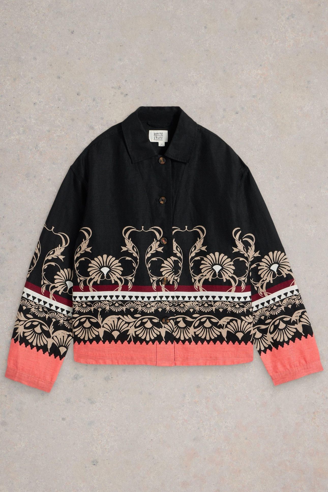 CARRIE LINEN JACKET BLACK PRINT 3