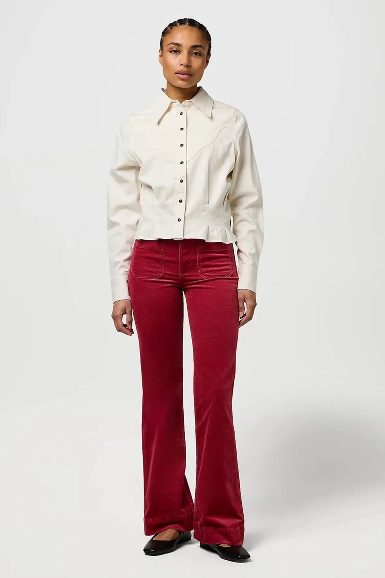 FLARE EARTH RED JEANS 1