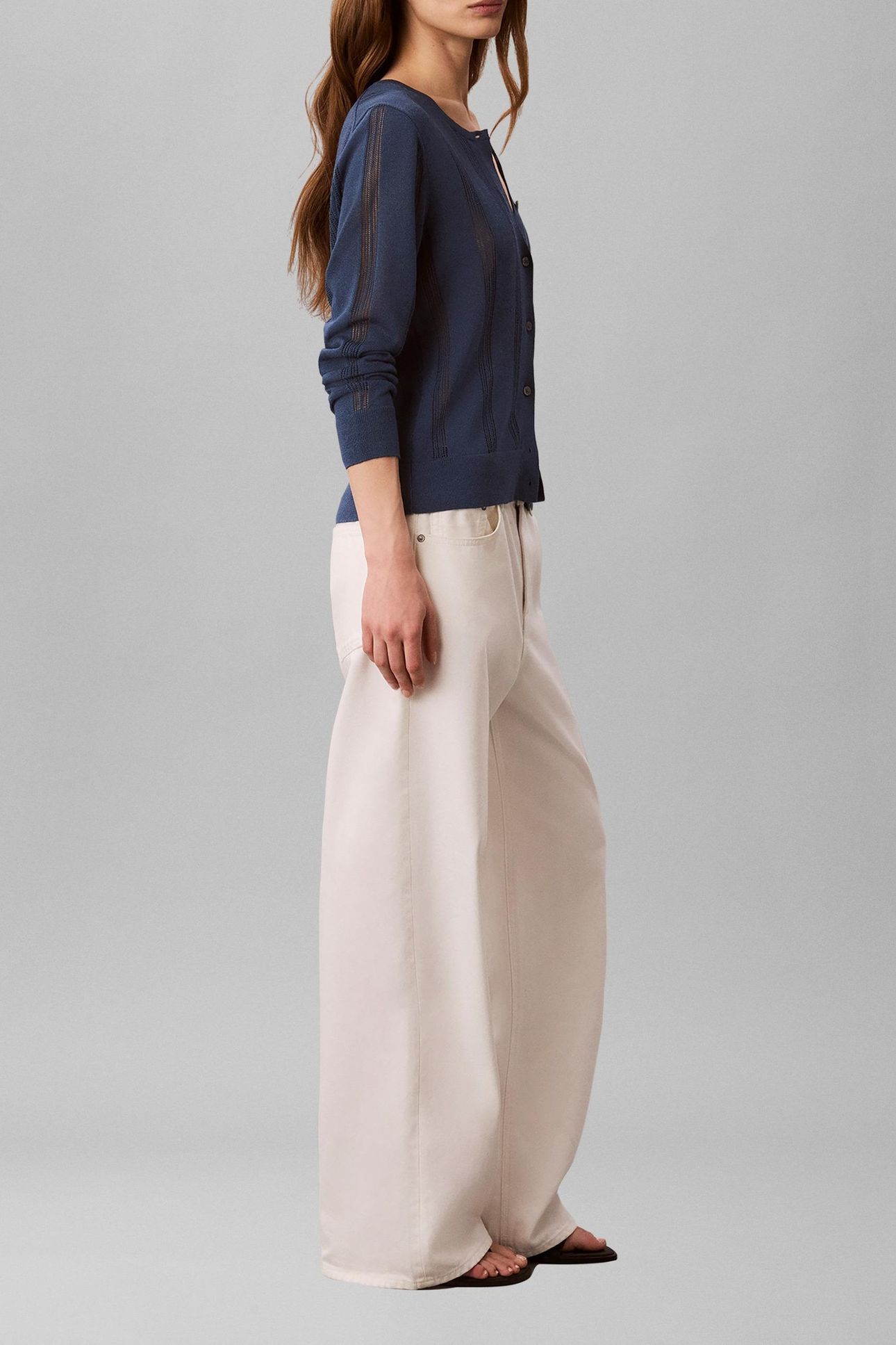 LINEN BLEND CARDIGAN DARK DENIM 2