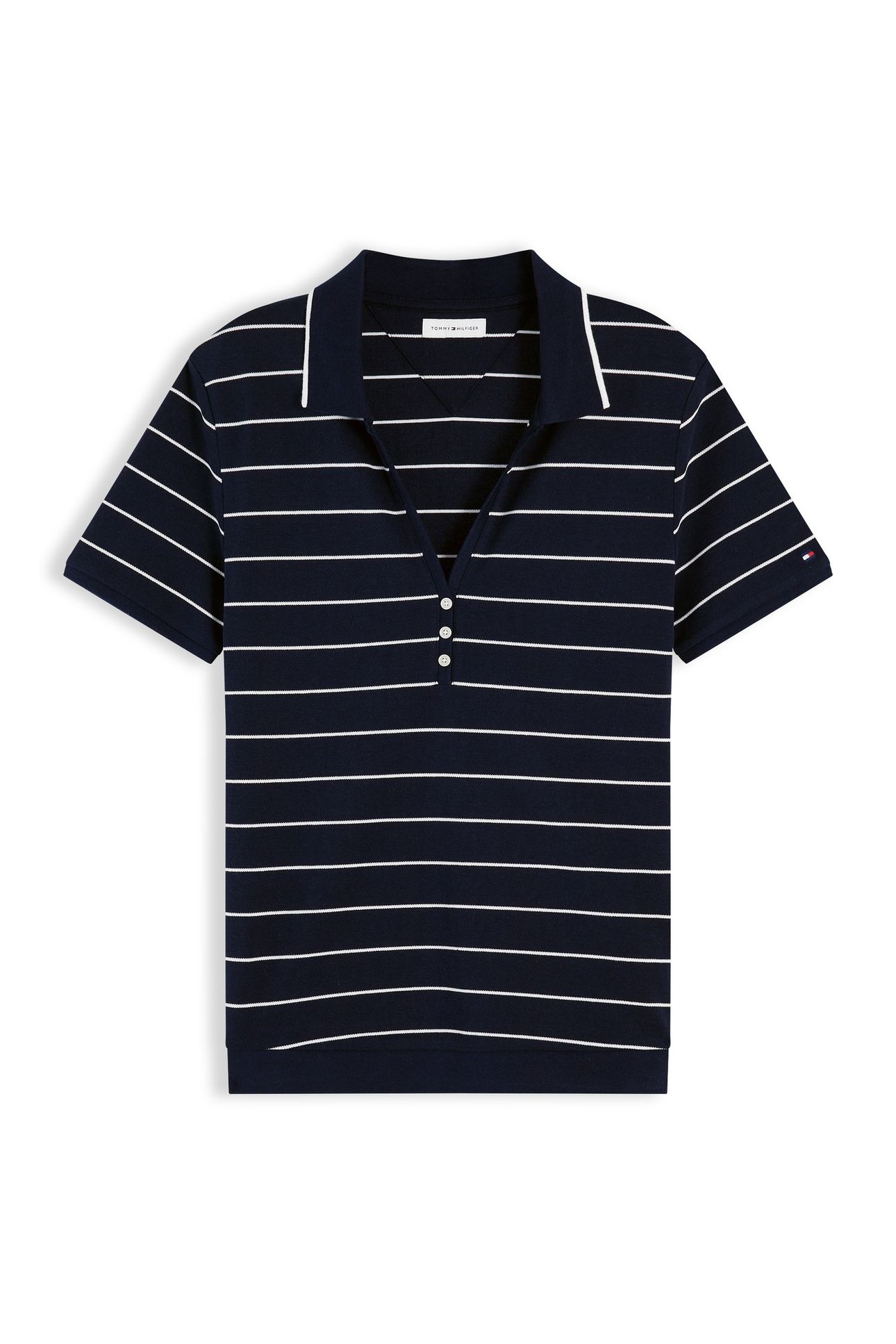 LYOCELL HENLEY SS FINE DARK NIGHT NAVY/WHITE 5