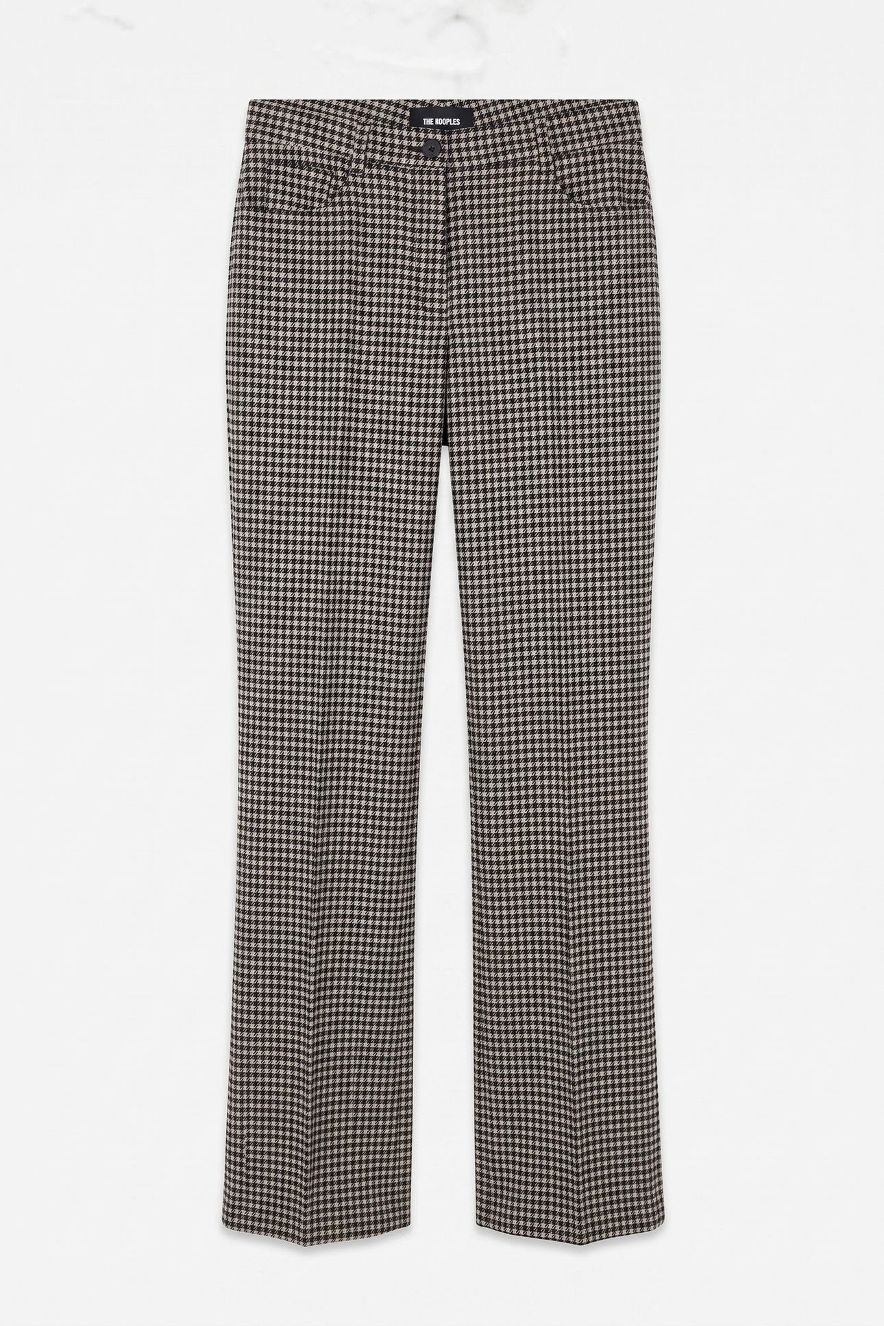 STRAIGHT LONG FLARE TROUSERS BLACK WHITE 3
