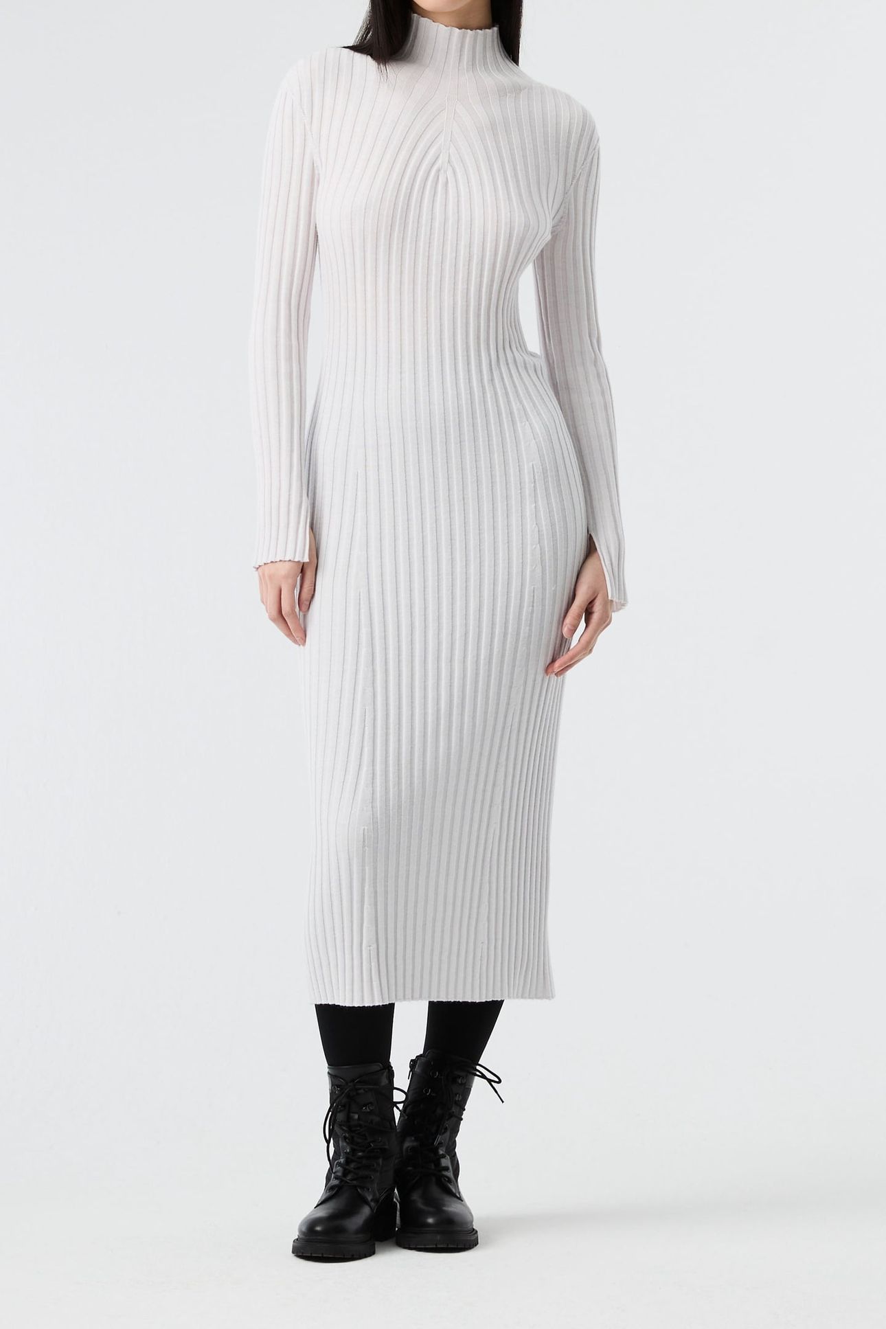 FOLAS V1.Y8.02 FLAT-KNIT-DRESS OFF WHITE 1