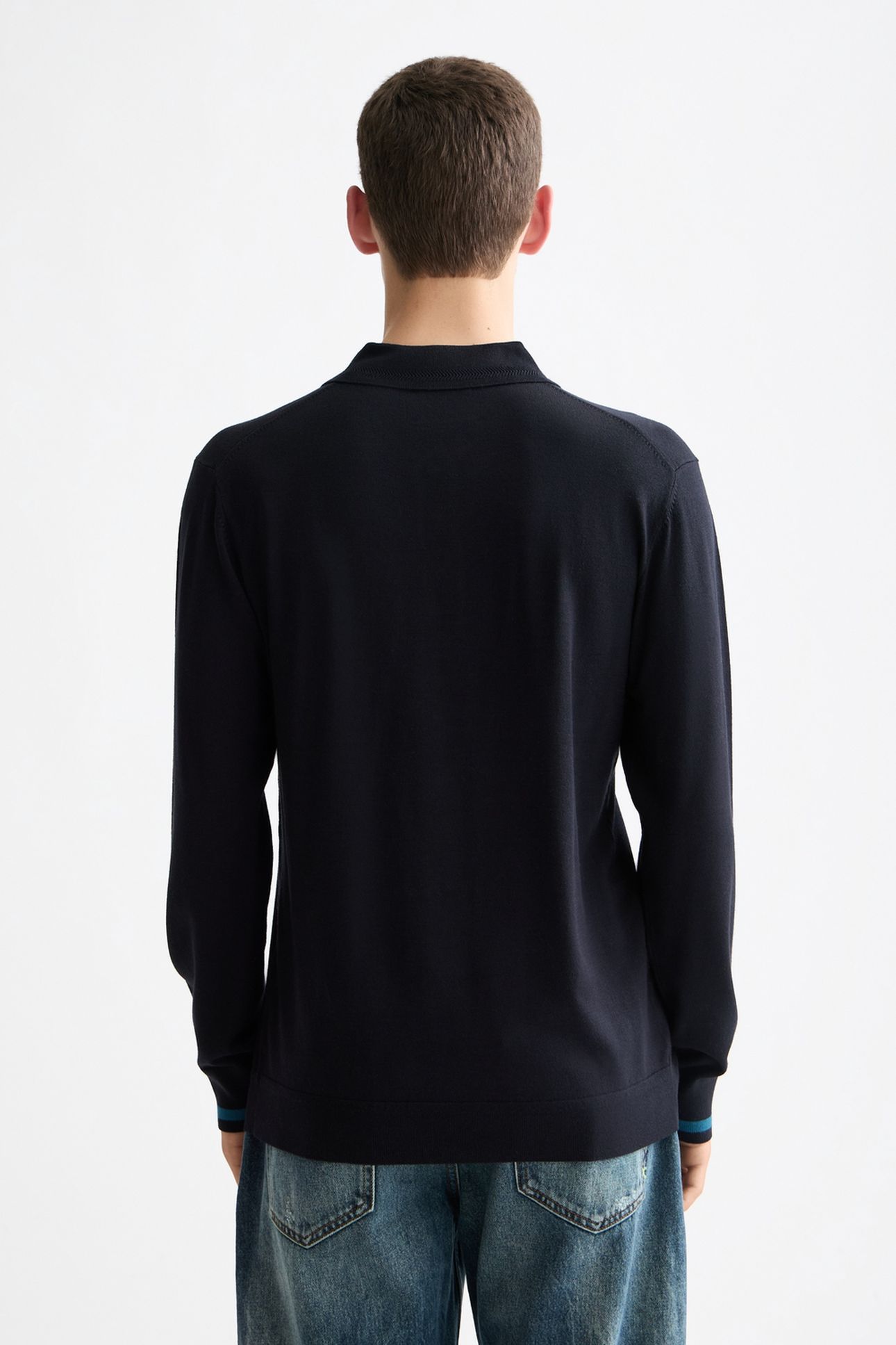 ECOVERO BLEND KNITTED LONG SLEEVE POLO ANTHRACITE 2