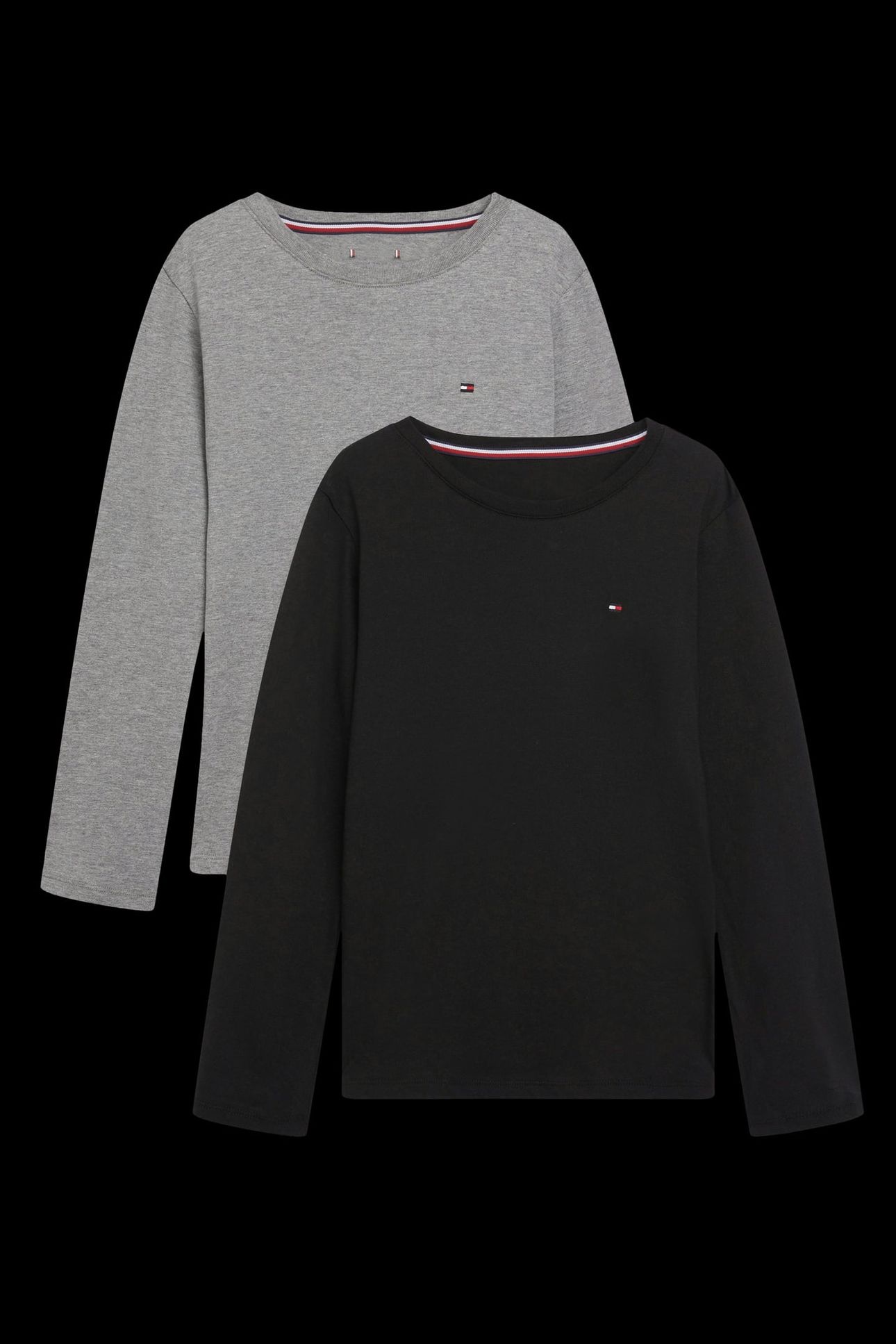 BOYS 2-PACK LS TEE MEDIUM GREY HT/BLACK 4