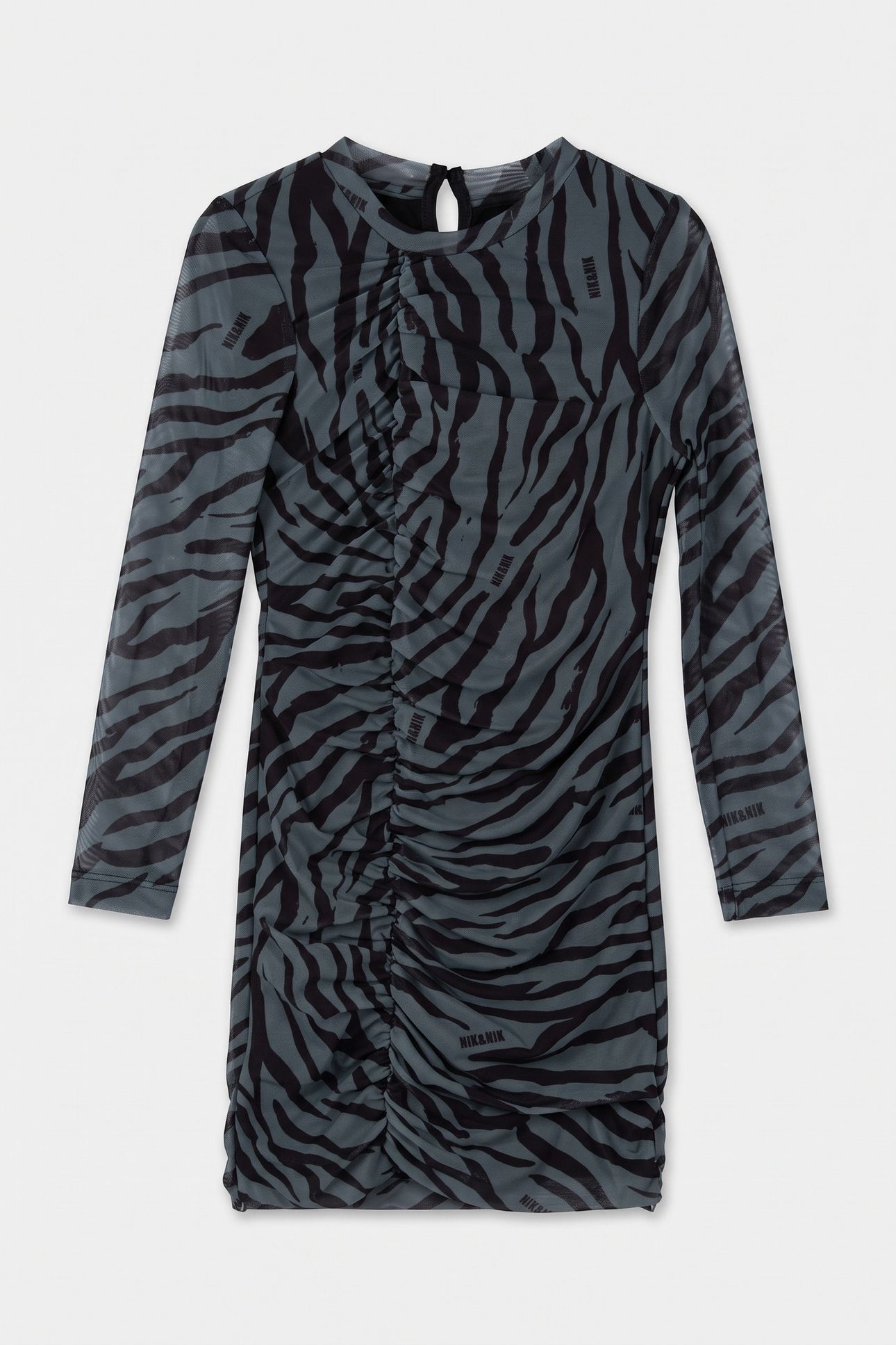 ZEBRA MESH DRESS GREY GREEN 2