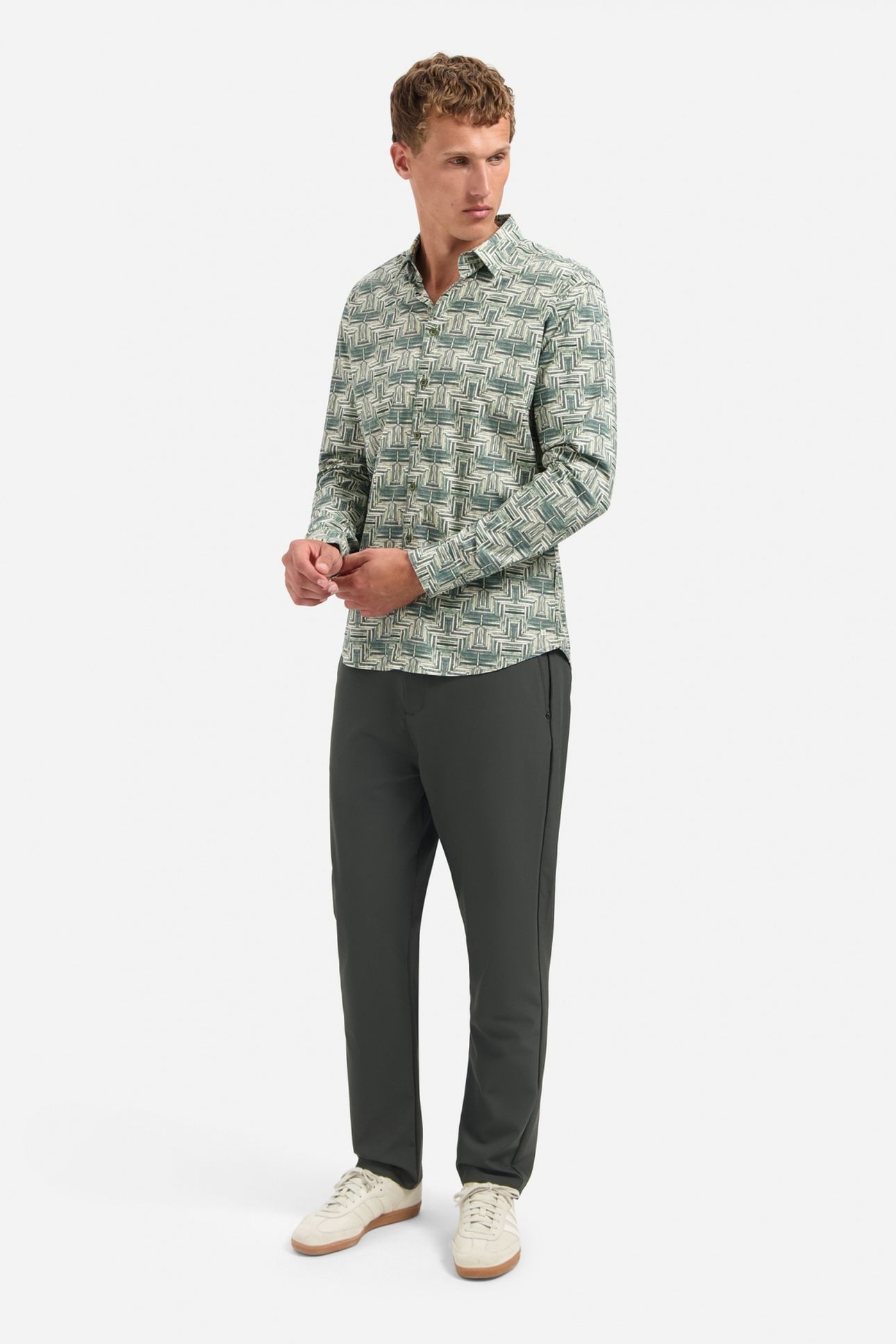 SHIRT STRETCH ALLOVER PRINTED DARK GREEN 2