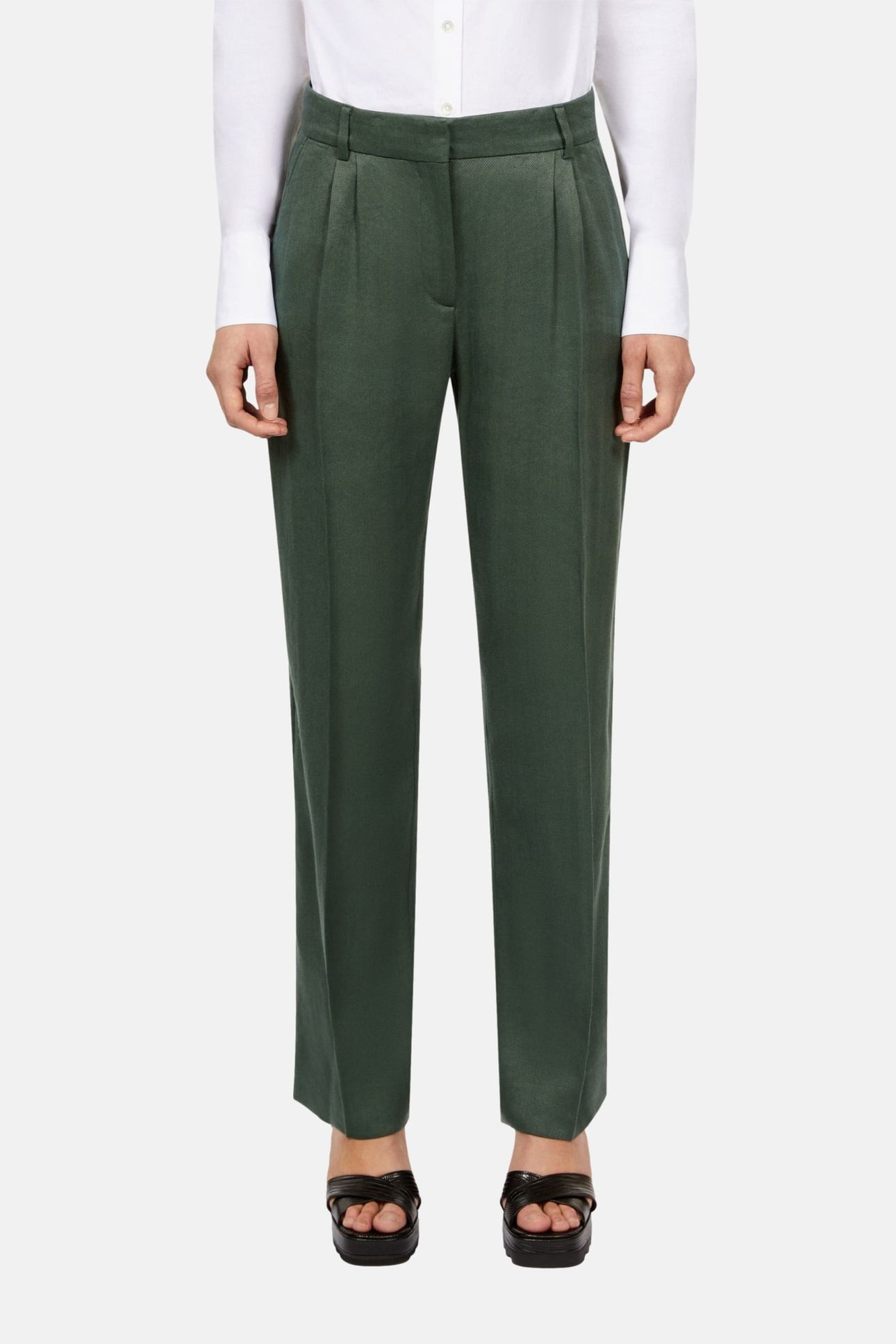 PLEATED SUIT TROUSERS WOOD KAKI 1
