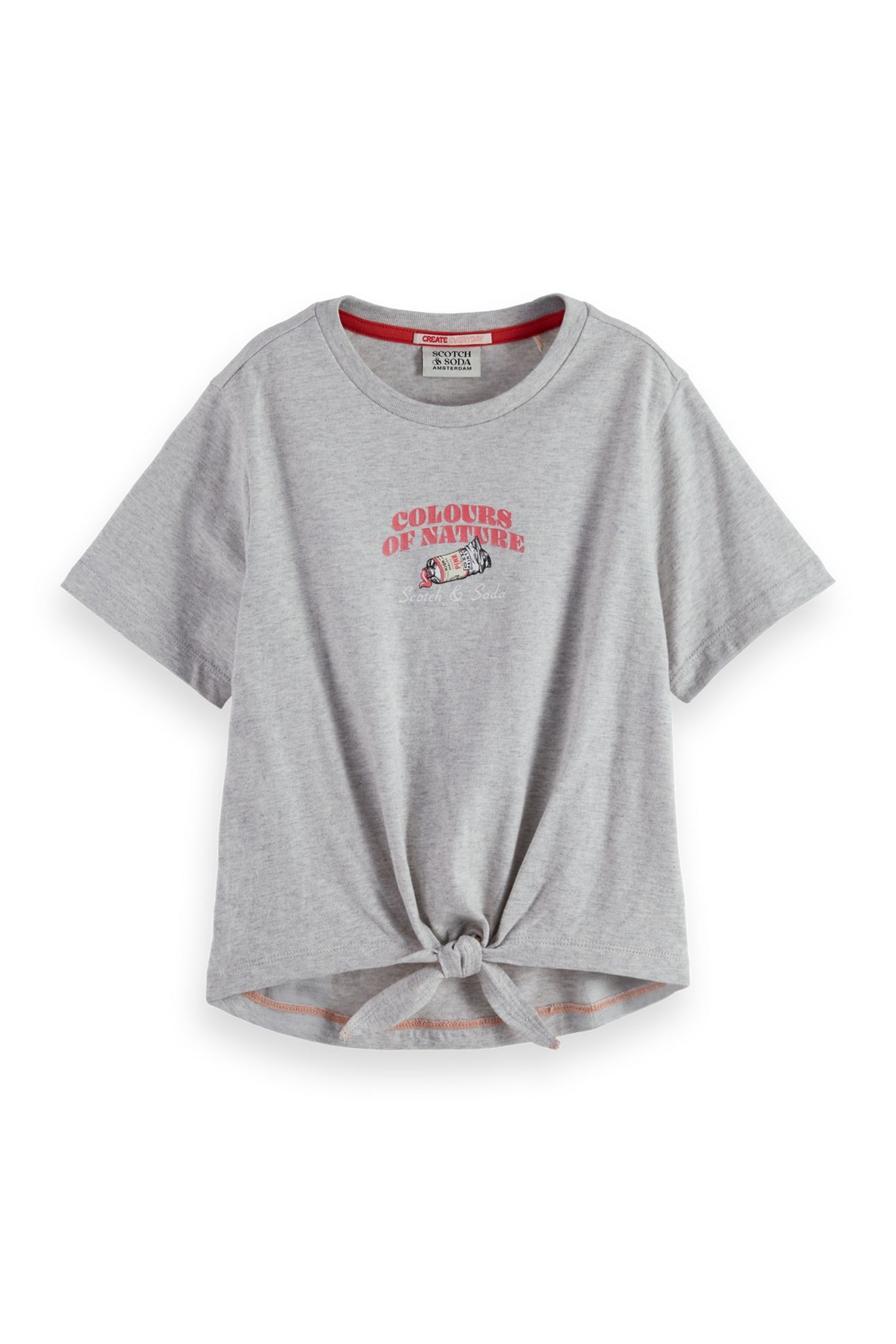 GIRLS RELAXED-FIT KNOTTED T-SHIRT WITH FRONT AND BACK ARTWOR 1