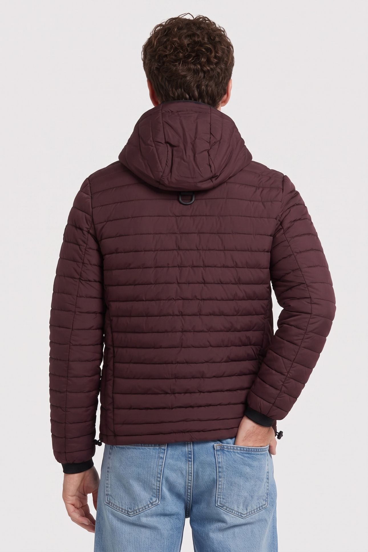 JACKET HOODED SHORT FIT PADDED AUBERGINE 2