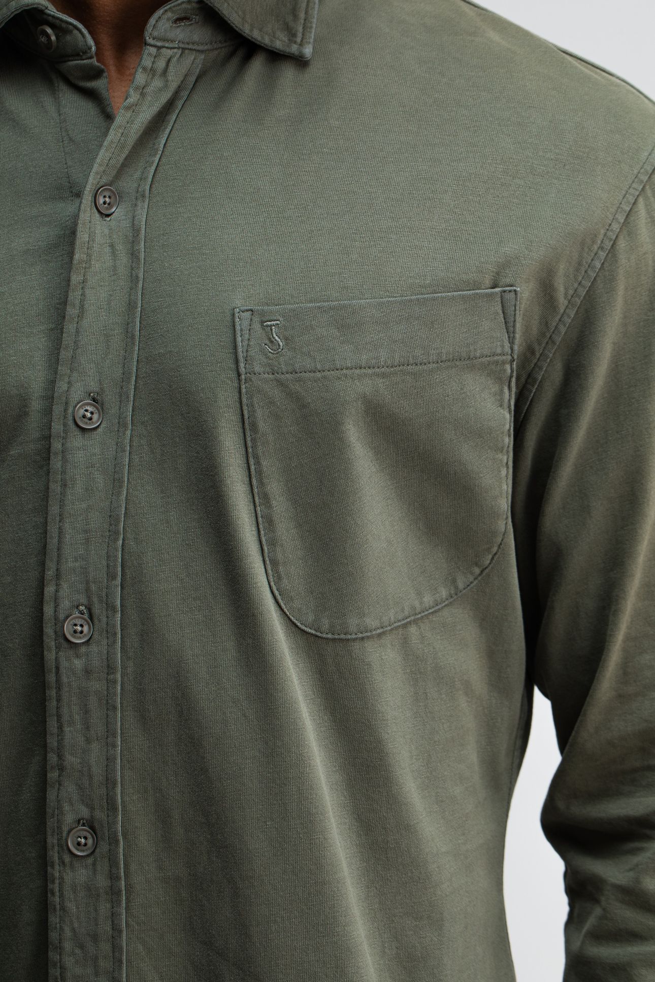 AIDAN PEACHED JERSEY SHIRT DK. GRANITE GREEN 5