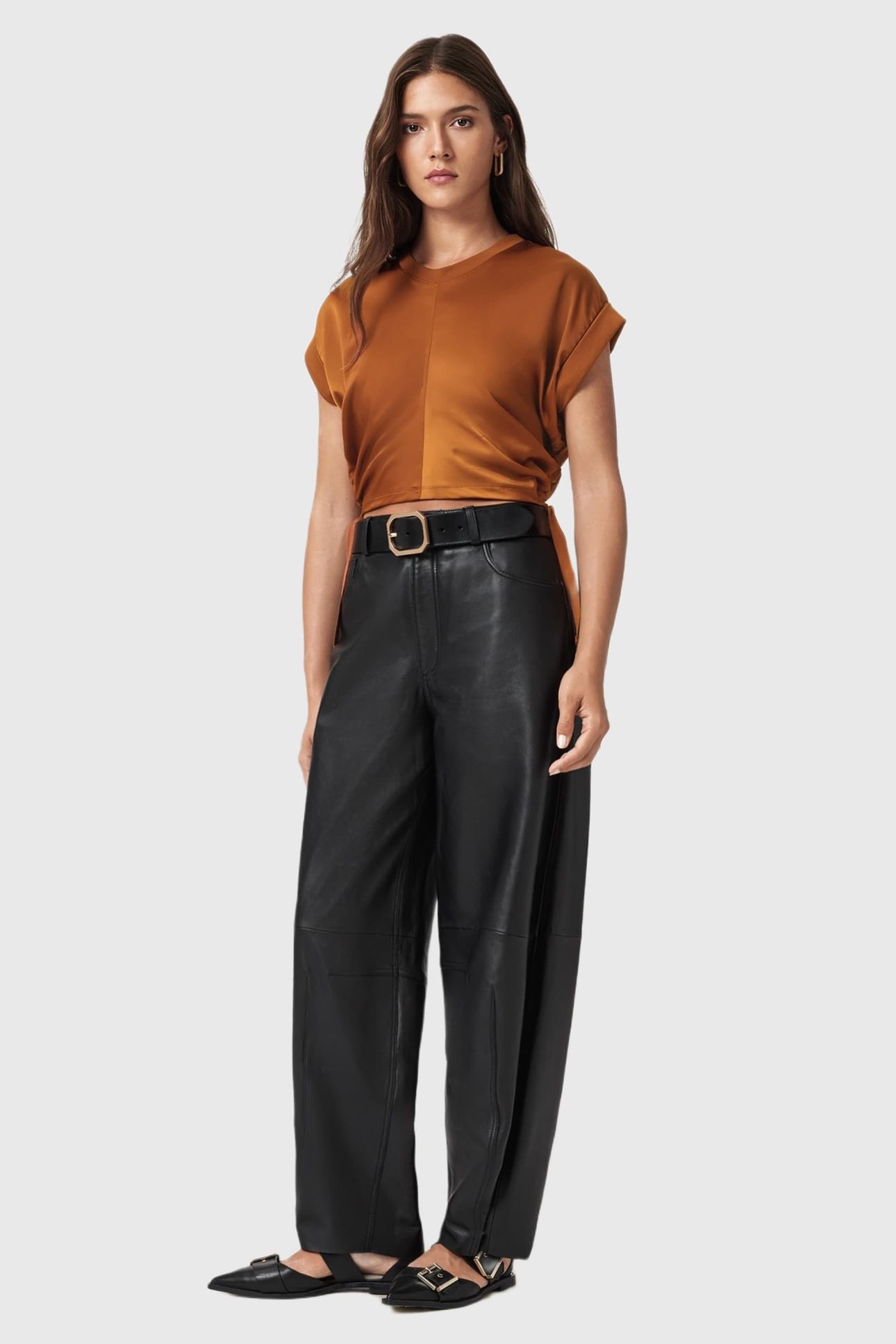 MIRA SATIN TEE RUST BROWN 2